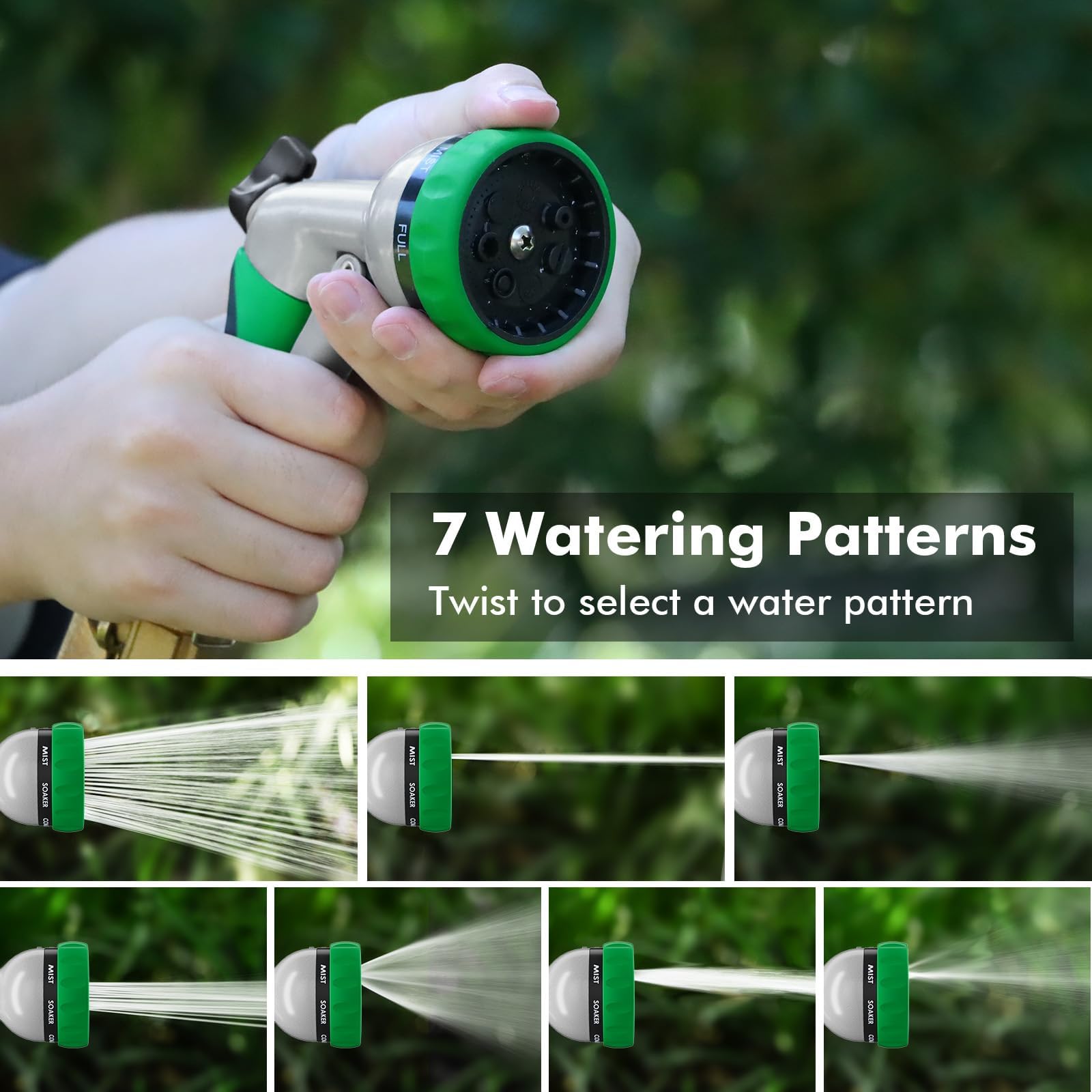RESTMO Garden Hose Nozzle, Heavy Duty Metal Water Hose Nozzle with 7 Adjustable Spray Patterns, High Pressure Hand Sprayer with Flow Control, Best for Watering Plants & Lawns, Washing Cars & Pets 🍁 All In One Marketplace Canada