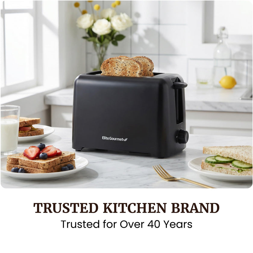 Elite Gourmet 2-Slice Cool Touch Toaster – 6 Browning Levels, Extra Wide 1.25” Slots for Bagels & Thick Bread, Cancel Function, Compact, ETL Certified, Black 🍁 All In One Marketplace Canada