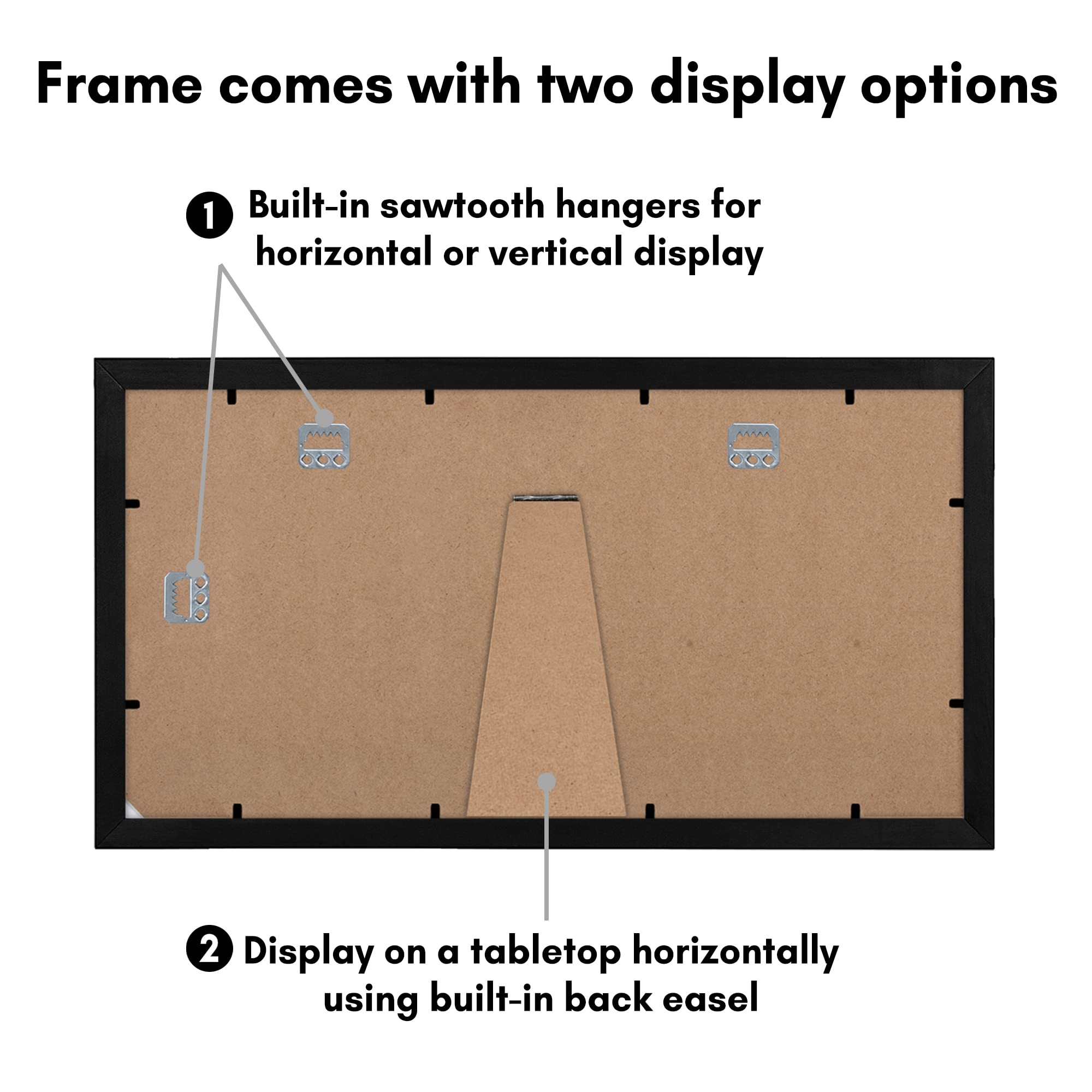 Americanflat 5x7 Picture Frame Collage with Shatter-Resistant Glass - Fits Three 5x7 Photos or Use as One 8x16 Frame - Signature Collection - Collage Frames for Tabletop and Wall Display - Black 🍁 All In One Marketplace Canada