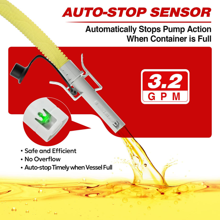 KEIMI Portable Fuel Transfer Pump with Auto-Stop, 3.2 Gallon per Min, 51