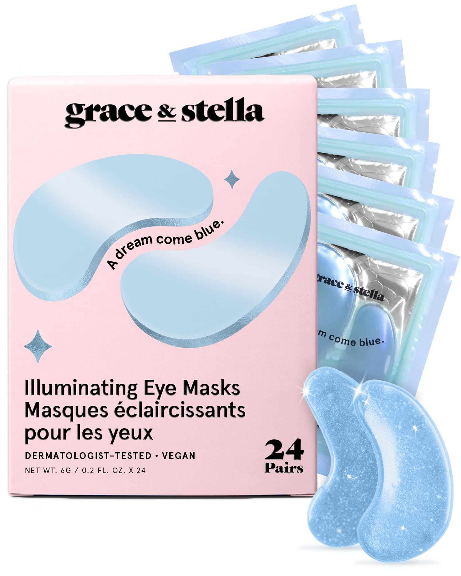 grace & stella Award Winning Under Eye Mask - Gifts for Her - Reduce Dark Circles, Puffy Eyes, Undereye Bags, Wrinkles - Gel Under Eye Patches, Vegan Cruelty-Free Self Care (24 Pairs, Blue) 🍁 All In One Marketplace Canada