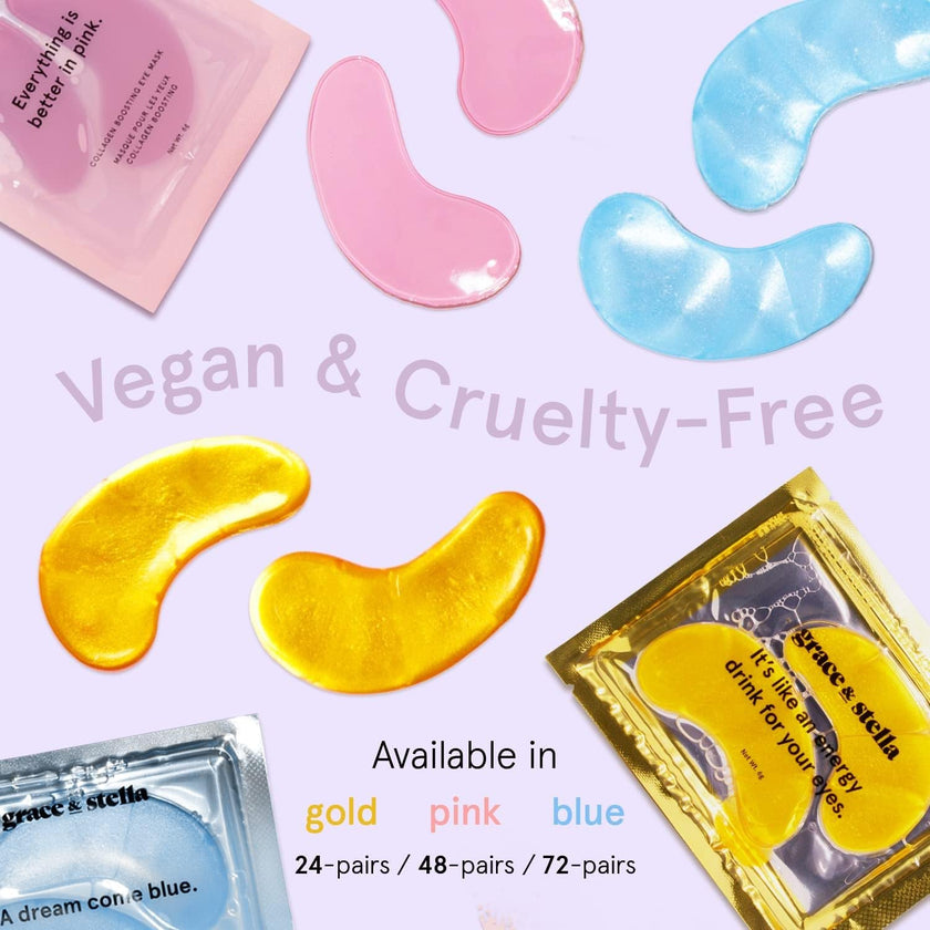grace & stella Award Winning Under Eye Mask - Travel Essentials - Birthday Gifts for Women - Gel Eye Patches for Dark Circles, Puffy Eyes, Wrinkles, Undereye Bags - Vegan - Self Care (48 Pairs, Gold) 🍁 All In One Marketplace Canada