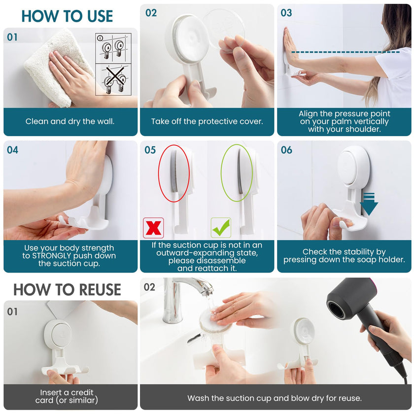 TAILI Shower Razor Holder Suction Cup, Vacuum Hanger Door Hooks for Shower Wall Towel Loofah Sponge Bathroom, Removable Waterproof, White, 2 Pack 🍁 All In One Marketplace Canada