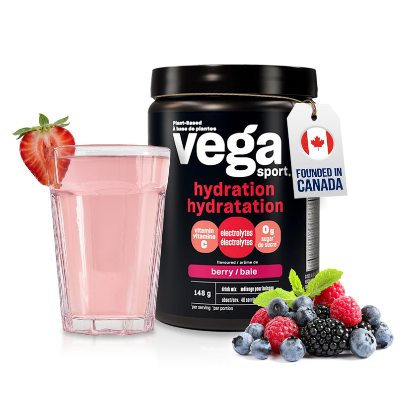 Vega Sport Hydration Electrolyte Powder, Plant Based for Fast Post Workout Hydration – Sugar-Free Berry, 40 Servings, 148 grams 🍁 All In One Marketplace Canada