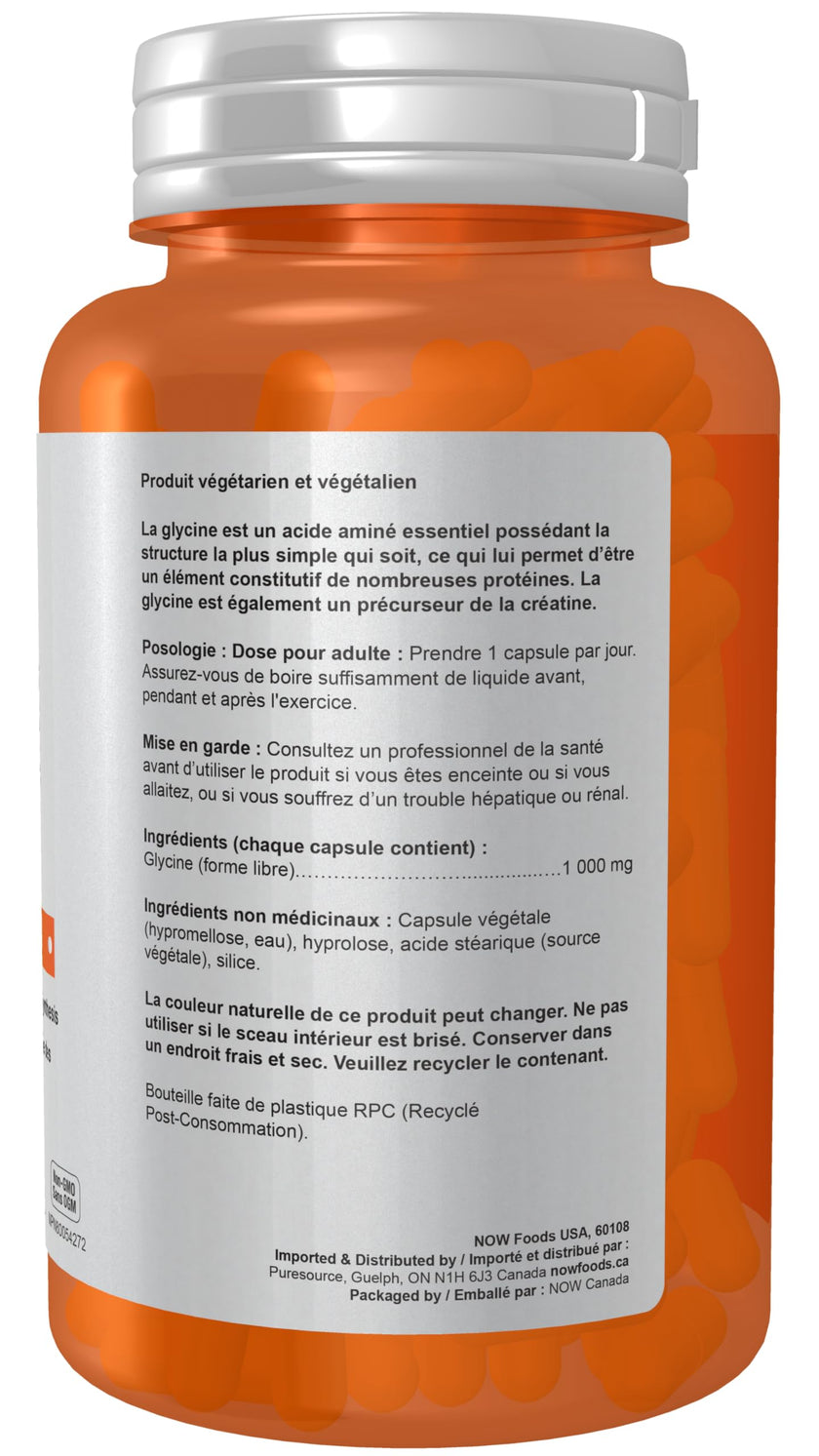 NOW Sports Glycine 1000 mg Vegetable Capsules, 100 Count 🍁 All In One Marketplace Canada