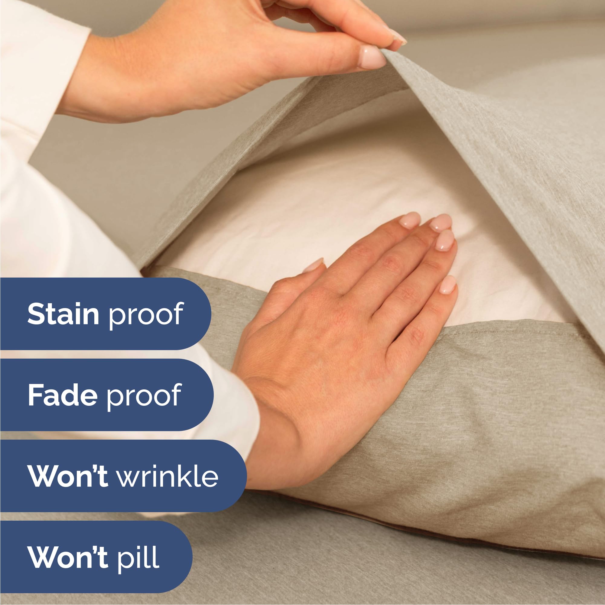 Queen Size 4 Piece Sheet Set - Comfy Breathable & Cooling Sheets - Hotel Luxury Bed Sheets for Women & Men - Deep Pockets, Easy-Fit, Soft & Wrinkle Free Sheets - Heathered Beige Oeko-Tex Bed Sheet Set 🍁 All In One Marketplace Canada