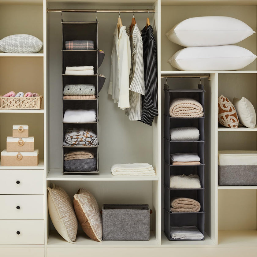 YOUDENOVA Hanging Closet Organizers and Storage, 6-Shelf Closet Hanging Storage Shelves, Grey 🍁 All In One Marketplace Canada