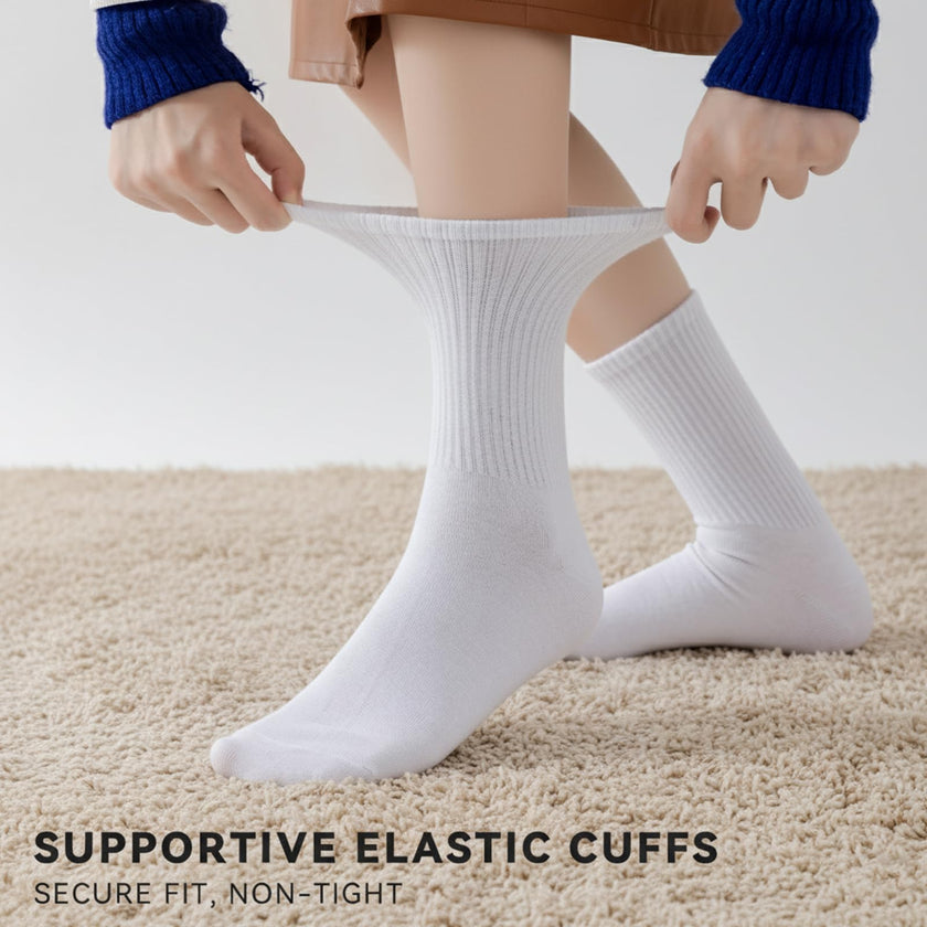 VoJoPi Crew Socks for Women, 5 Pairs Cotton Soft and Moisture Wicking Calf Socks Lightweight Work & Casual Wear, Size 5-10 🍁 All In One Marketplace Canada