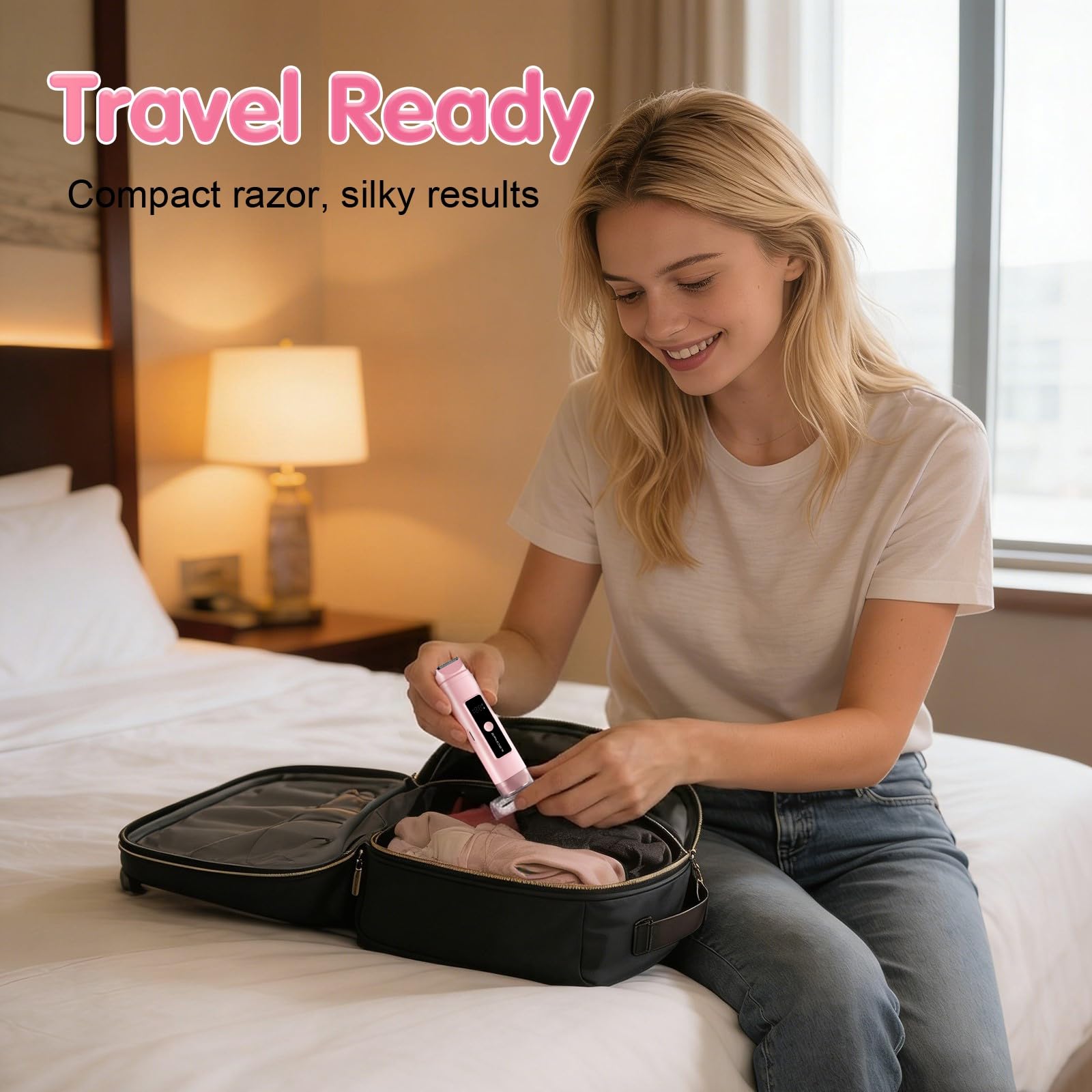 Bikini Trimmer Women, 2 in 1 Electric Razor, Painless Shaver for Women, IPX7 Waterproof USB Rechargeable Wet & Dry Hair Trimmer, Portable Travel Groomer for Bikini Line, Legs and Underarms, Pink 🍁 All In One Marketplace Canada