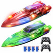 DEERC 2 Pack 13 inch Remote Control Boat for Kids, 4 Batteries, 2.4Ghz RC Racing Boat with LED Lights for Pools and Lakes, Water Summer Toy Gift 🍁 All In One Marketplace Canada