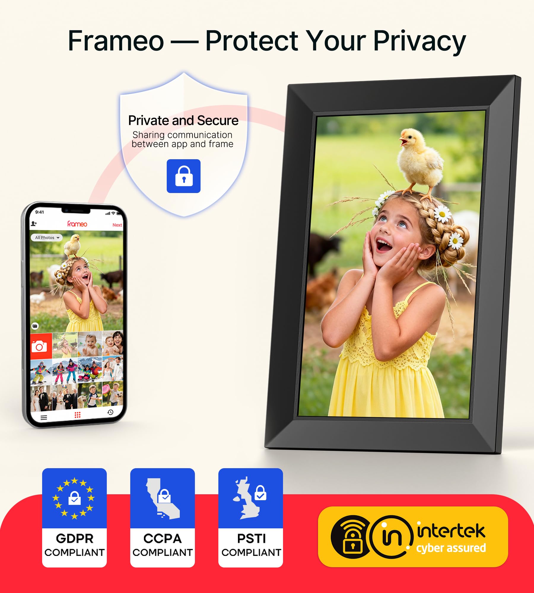 Frameo 10.1 Inch WiFi Digital Picture Frame, 1280x800 HD IPS Touch Screen Photo Frame Electronic, 32GB Memory, Auto-Rotate, Wall Mountable, Share Photos/Videos Instantly via Frameo App from Anywhere 🍁 All In One Marketplace Canada