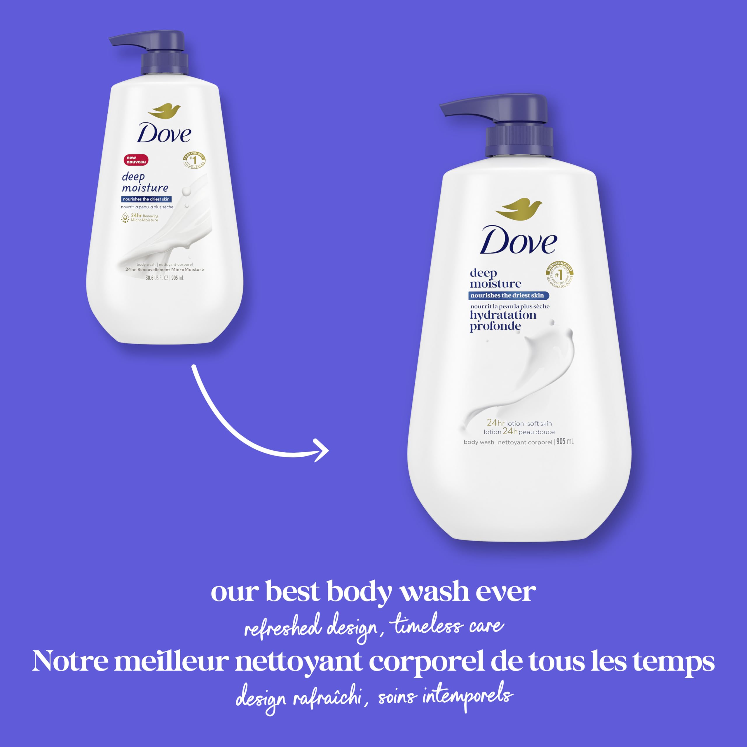 Dove Body Wash Deep Moisture For 24hr Lotion-Soft Skin Moisturizing Skin Cleanser with No Sulfates No Parabens, 905mL (Pack of 2) 🍁 All In One Marketplace Canada