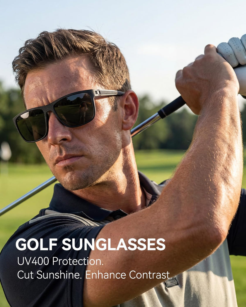 QALLY Polarized Sunglasses Men Lightweight Square Mens Sun Glasses for Driving Sports with UV400 Protection, Black/Dark Green/Tawny 🍁 All In One Marketplace Canada