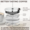 French Press Coffee Maker 34oz – Stainless Steel & Glass Coffee Press with 4-Level Filtration, BPA-Free Cafetiere for Camping or Home – Large, Durable for Hot & Cold Brew 🍁 All In One Marketplace Canada
