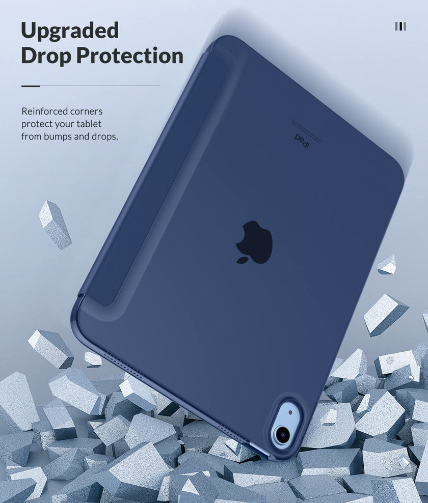 MoKo Case for New iPad (A16) 11th Generation 2025/ 10th Generation 2022, iPad 11 inch/ 10.9 inch Case with Soft TPU Translucent Frosted Back Cover, Auto Wake/Sleep, Support Touch ID,Navy Blue 🍁 All In One Marketplace Canada