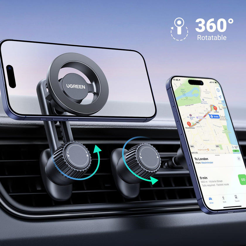UGREEN Magsafe Phone Mount for Car, Not Blocking Air Vent, with 2 Metal Rings for All Phones Strengthen Magnetic Car Phone Holder Compatible with iPhone 17 16 15 Pro Max 14 13 12 Pro Mini MagSafe Case 🍁 All In One Marketplace Canada