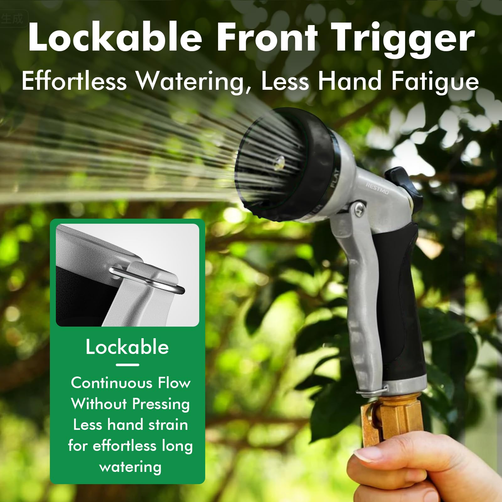 RESTMO Garden Hose Nozzle, Heavy Duty Metal Water Hose Nozzle with 7 Adjustable Spray Patterns, High Pressure Hand Sprayer with Flow Control, Best for Watering Plant & Lawn, Washing Car & Pet, Black 🍁 All In One Marketplace Canada
