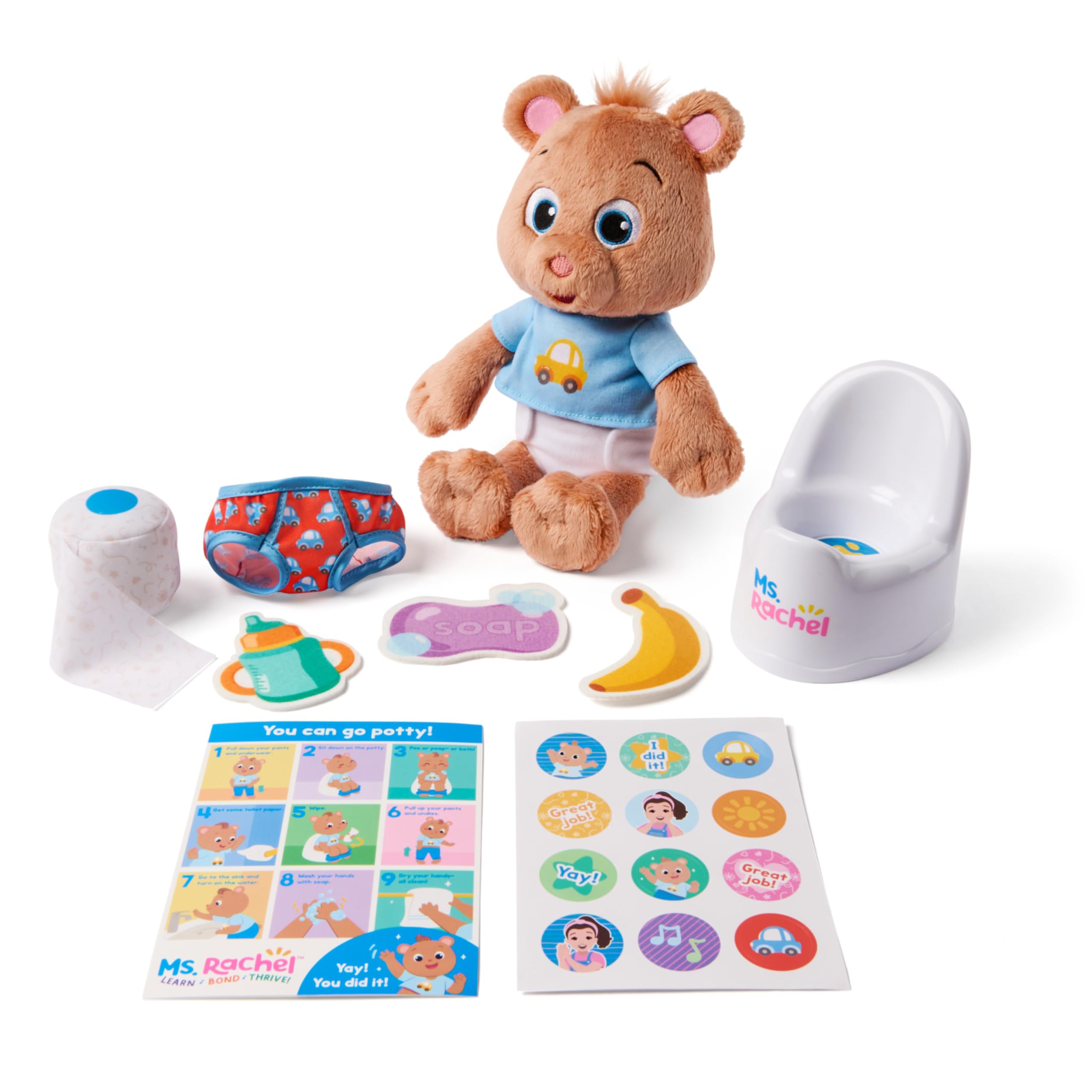 Ms. Rachel Potty Time with Bean, 11” Plush Teddy Bear with Play Toilet & Accessories, Toddler Toys for Girls & Boys for Ages 18 Months to 3+ 🍁 All In One Marketplace Canada