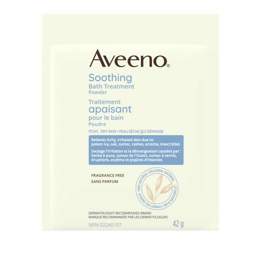 Aveeno Soothing Bath Treatment, Eczema, Dry Skin Relief, Colloidal Oatmeal Bath, Cleanser, Fragrance Free, 8-pack, 42 gram 🍁 All In One Marketplace Canada