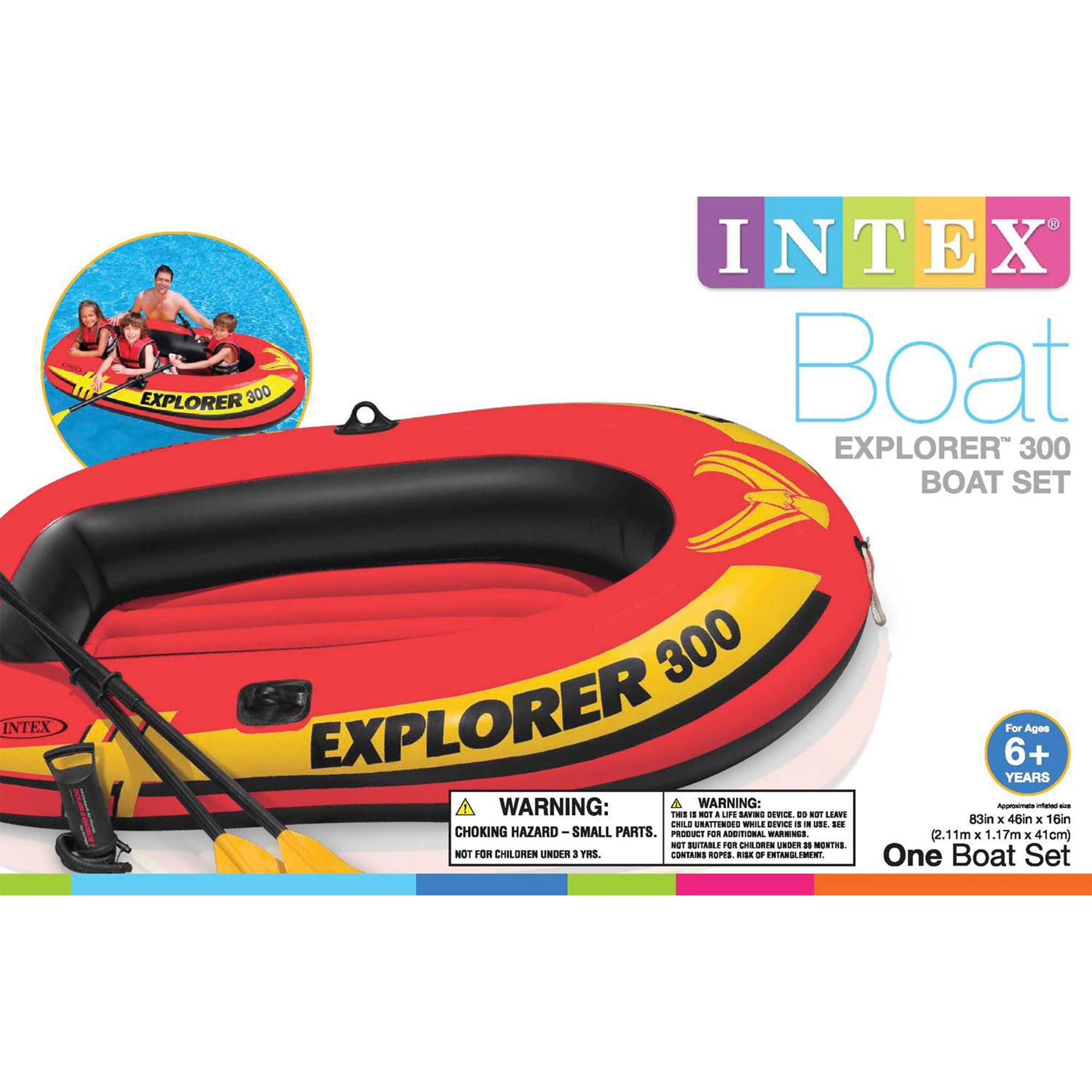 INTEX 58332EP Explorer 300 Inflatable Boat Set: Includes Deluxe Boat Oars and Mini Hand Pump – Dual Air Chambers – Grab Rope – 3-Person – 410lb Weight Capacity 🍁 All In One Marketplace Canada