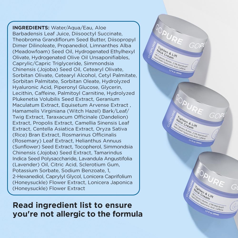 goPure Tighten & Lift Neck & Chest Moisturizer Cream for Visibly Firming, Tightening and Lifting Wrinkles & Crepey Skin, 1.7oz 🍁 All In One Marketplace Canada