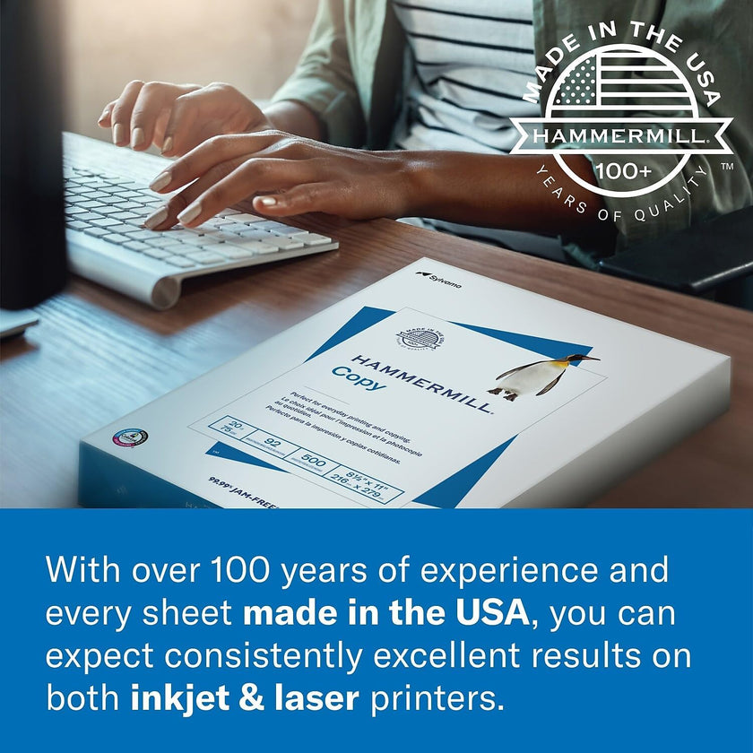 Hammermill Printer Paper, Laser Print Copy Paper, 32lb, 8.5 x 11, Letter, 98 Bright - 1 Pack / 500 Sheets (104646R) 🍁 All In One Marketplace Canada