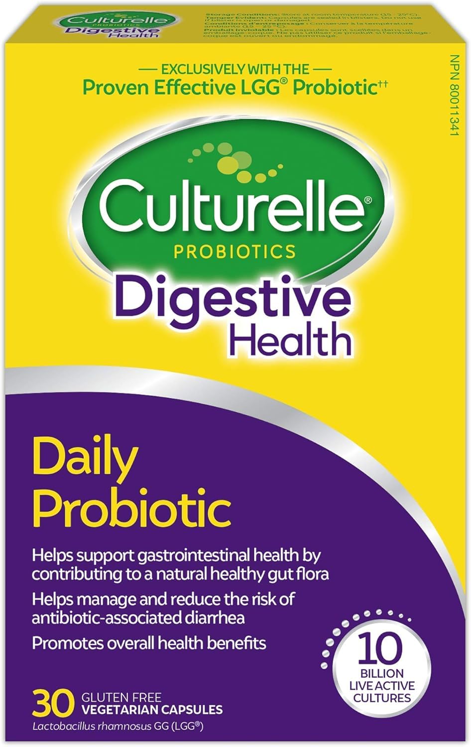 Culturelle Daily Digestive Health Daily Probiotic for Men and Women | With 100% Naturally Sourced Lactobacillus GG Strain †††††† | Pharmacist Recommended ††††† | Gluten Free and Vegan | 30 Count Capsules 🍁 All In One Marketplace Canada