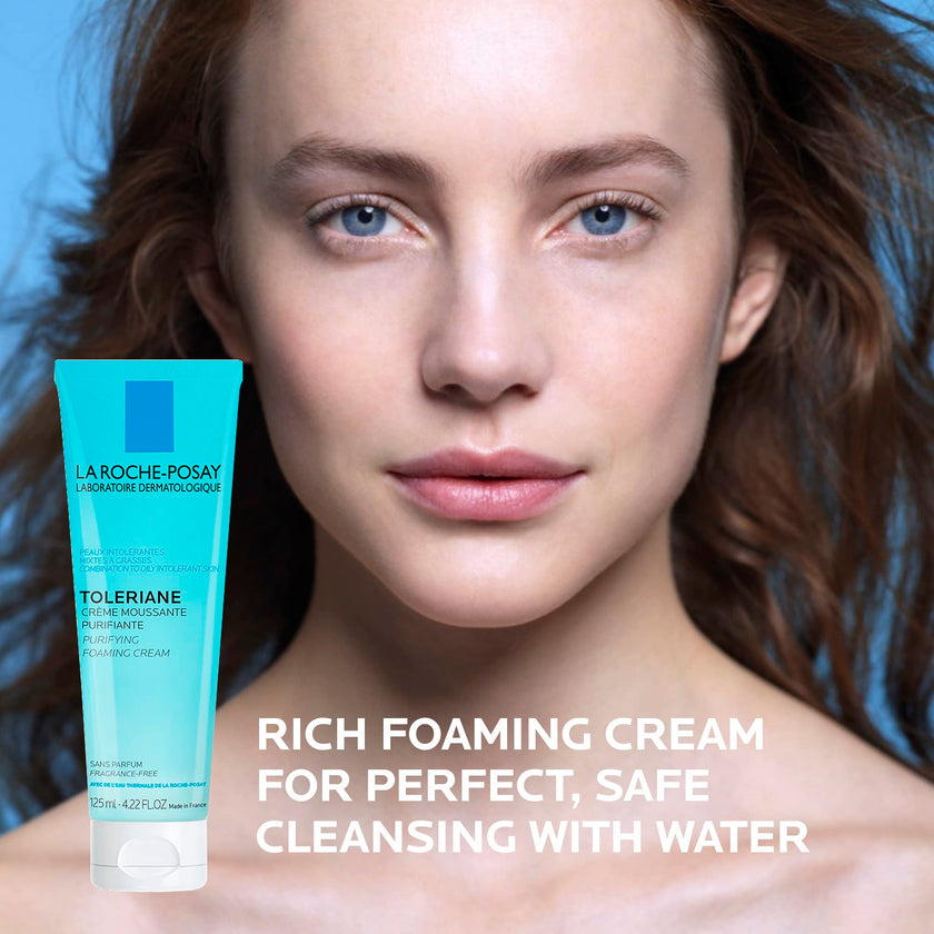 La Roche-Posay Face Cleanser, Toleriane Purifying Foaming Cream for Sensitive Skin with Glycerin, Cleanser and Makeup Remover, Fragrance Free, Preservative Free, Soap Free, Dermatologist Recommended Brand, 125 ML 🍁 All In One Marketplace Canada