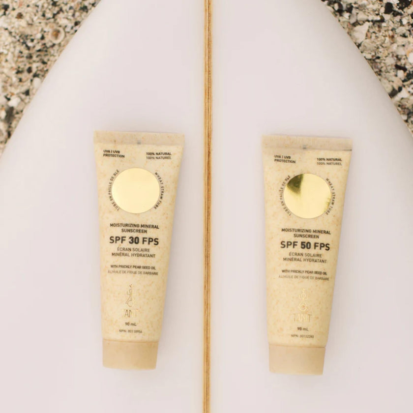 TANIT Moisturizing Mineral Sunscreen SPF 50, 90ml, Broad-Spectrum UVA/UVB Protection, Hydrating Non-Greasy Face & Body Cream with Prickly Pear Seed Oil, Coconut + Vanilla Scent, Vegan, Water-Resistant 🍁 All In One Marketplace Canada