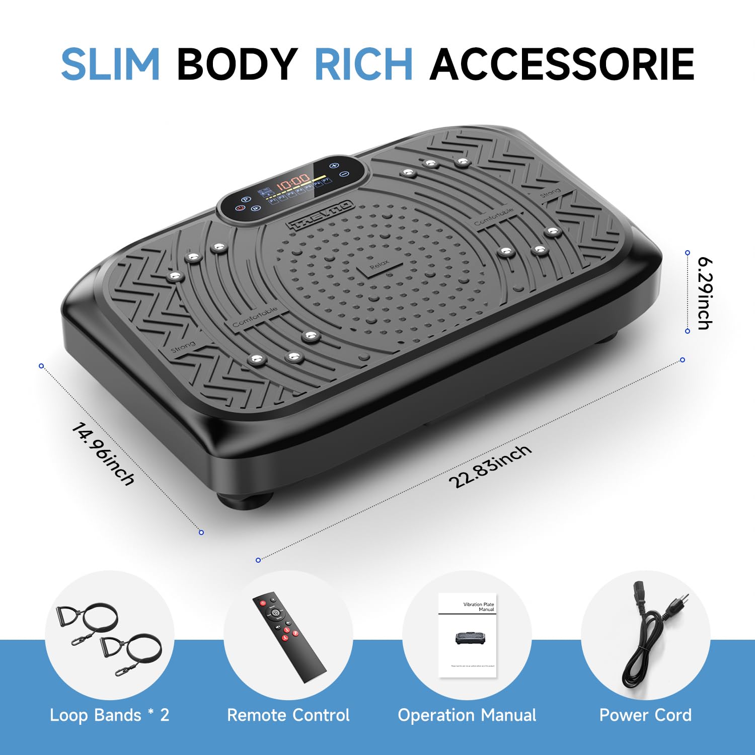 Vibration Plate Exercise Machine,Vibration Plate Machine 199 Adjustable Speed,Vibrating Plate Exercise Machine Automatic Mode P1-P7,Vibration Platform with Bluetooth 450 Lbs Capacity(Raven Black) 🍁 All In One Marketplace Canada