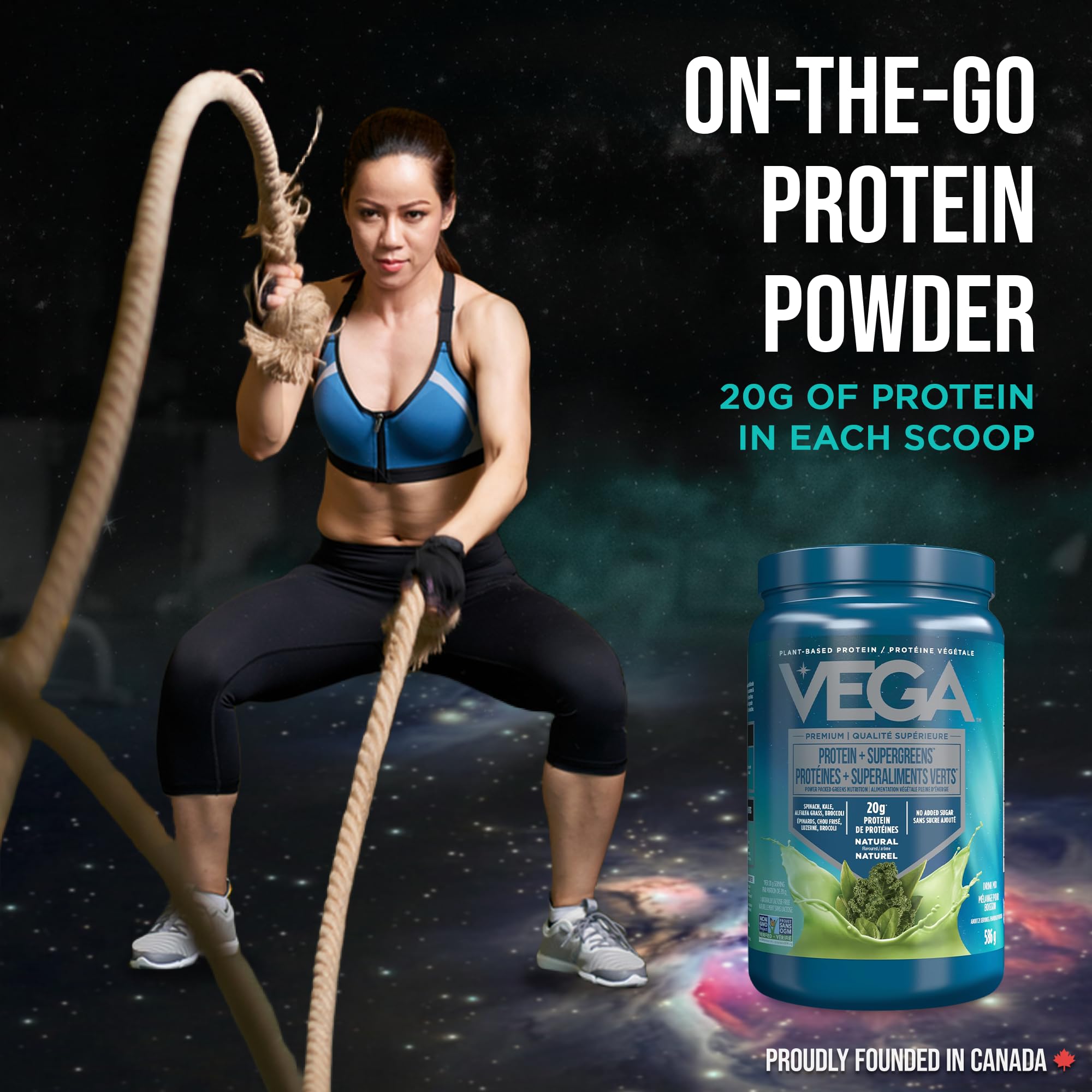 Vega Protein + Supergreens Vegan Plant Based Protein Powder – 20g Organic Pea Protein, Dairy-free, Healthy Breakfast Shake – Natural 21 Servings, 586 grams (Pack of 1) 🍁 All In One Marketplace Canada