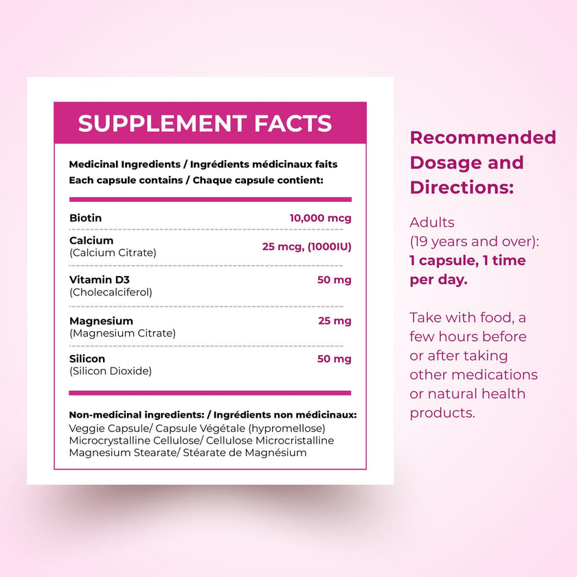 Biotin 10000MCG Hair Vitamins For Hair Growth Women | Canadian-Made | Promotes Healthy Skin & Nail Growth - Supports Muscle Function - Biotin Supplement - Hair Growth Products for Women - 120 capsules 🍁 All In One Marketplace Canada
