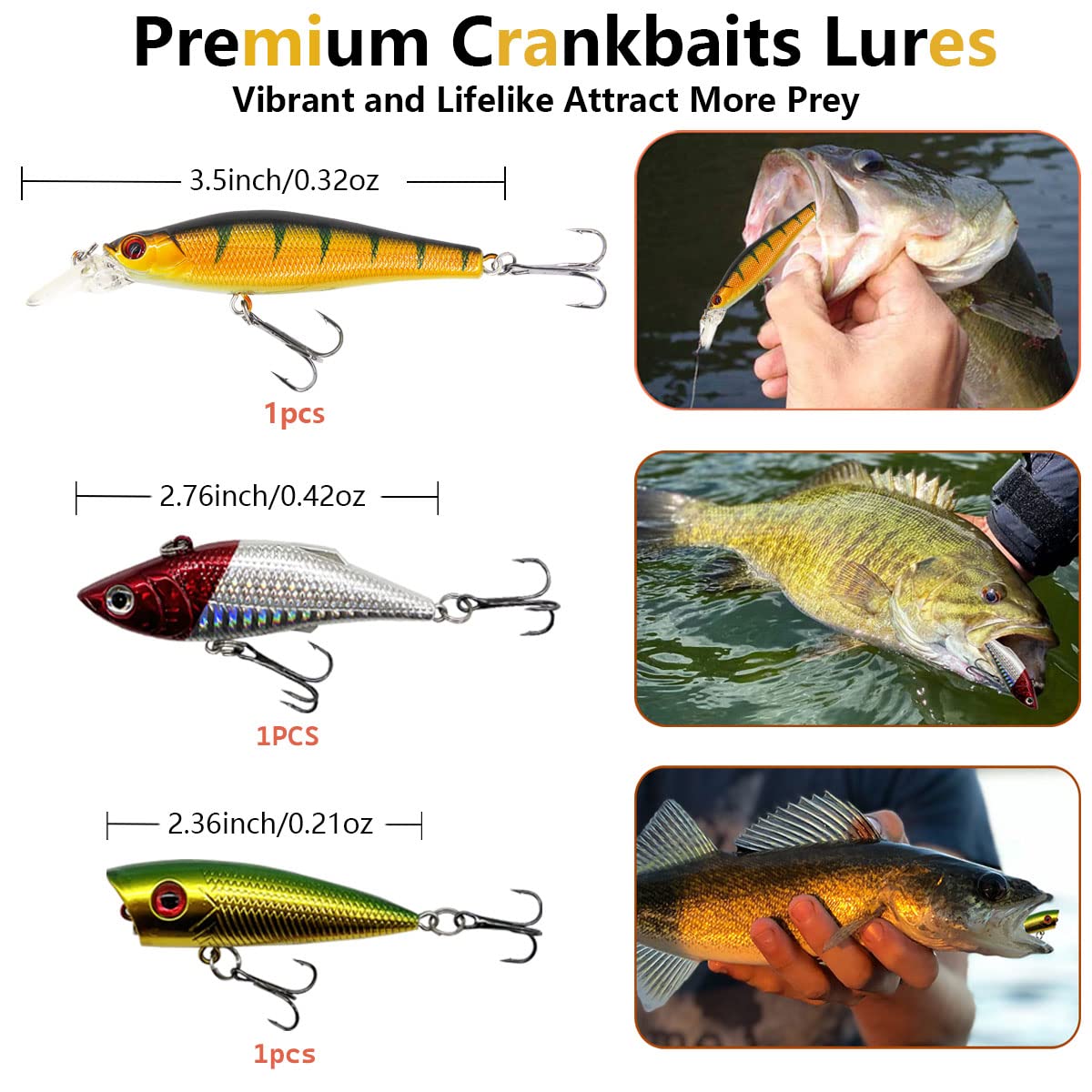 UperUper Fishing Lures Kit Set, Baits Tackle Including Crankbaits, Topwater, Spinnerbaits, Worms, Jigs, Hooks, Tackle Box and More Fishing Gear Lure for Bass Trout 🍁 All In One Marketplace Canada