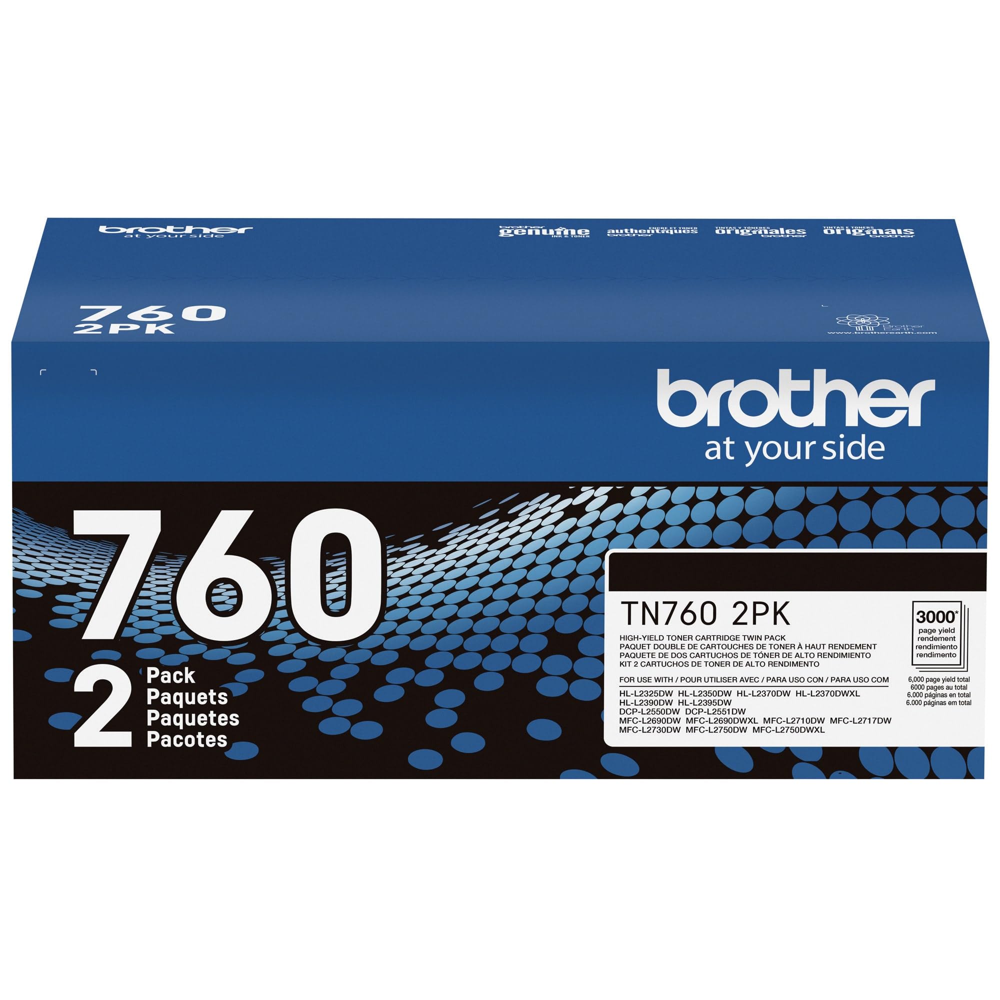 Brother Original TN760 High-Yield Black Toner Cartridge Value Pack (2), Higher Yield for Value, Original Toner Replacement cartridges,for Brother Laser Printers HL-L2395DW, DCP-L2550DW and More 🍁 All In One Marketplace Canada