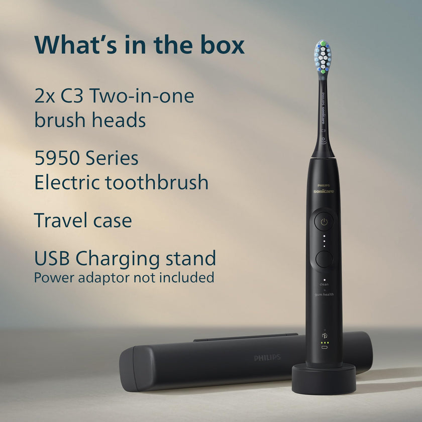 Philips Sonicare 5950 Rechargeable Electric Toothbrush, 2 Brush Head, Black 🍁 All In One Marketplace Canada