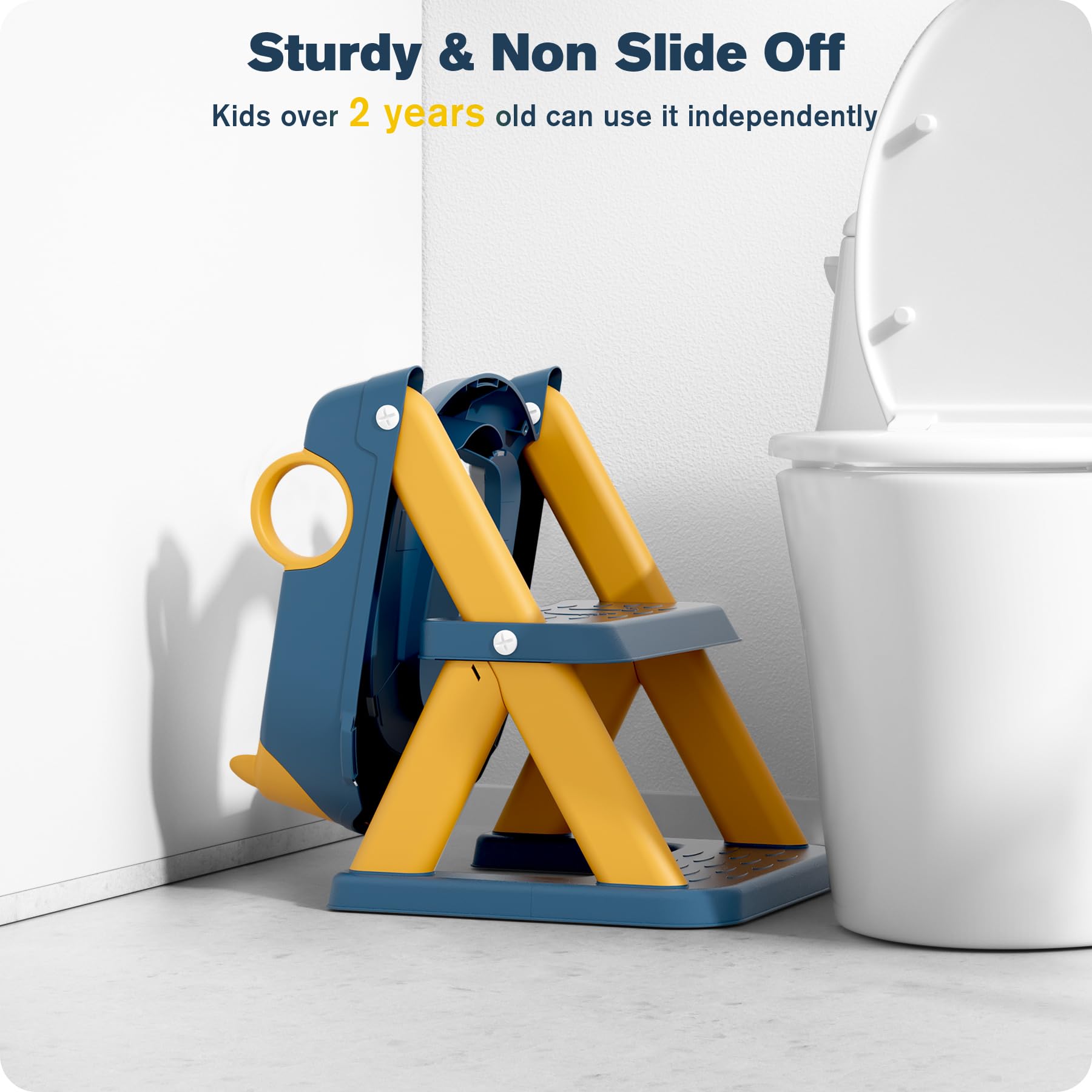 Rabb 1st Potty Training Seat, Upgrade Toddler Toilet Seat for Kids Boys Girls, 2 in 1 Potty Training Toilet for Kids, Splash Guard Anti-Slip Pad Step Stool(Blueyellow) 🍁 All In One Marketplace Canada