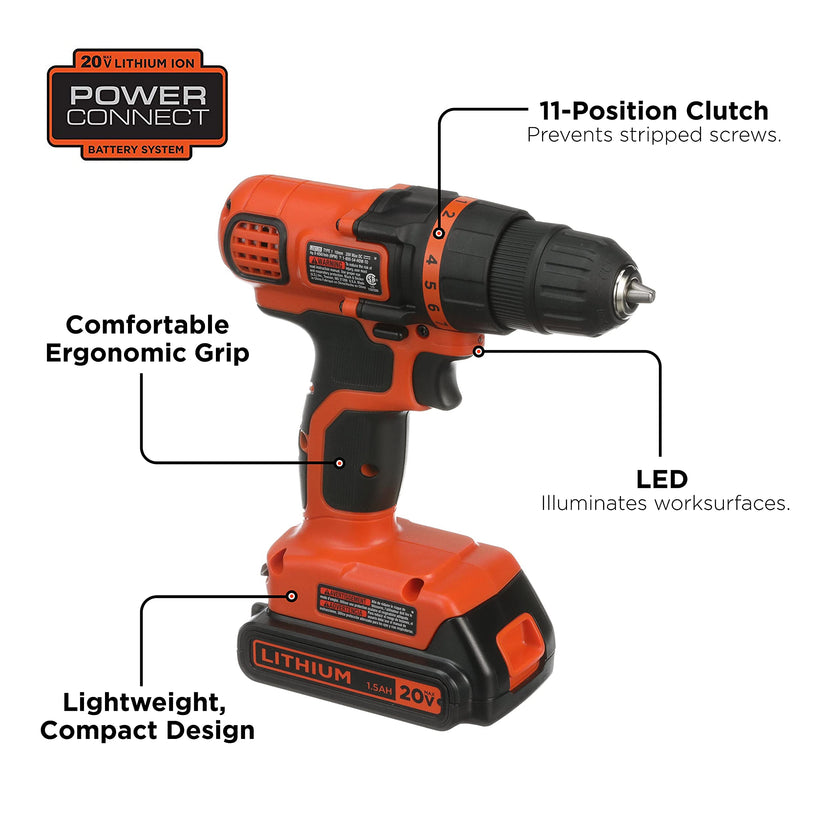 BLACK+DECKER 20V Max Drill & Home Tool Kit, 68 Piece (LDX120PK) 🍁 All In One Marketplace Canada