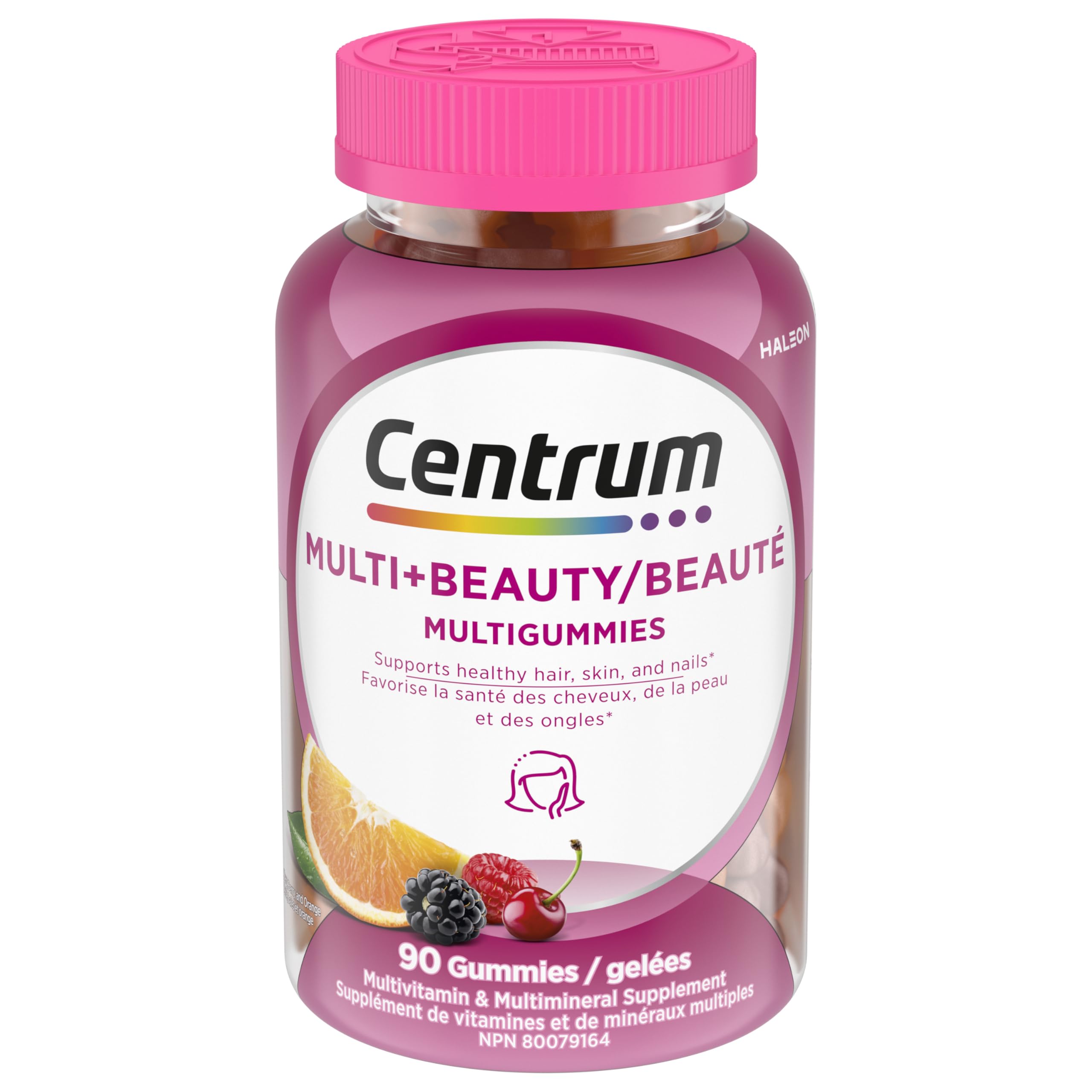 Centrum MultiGummies, Multi+Beauty Multivitamin Gummies, Hair, Skin & Nails Vitamins for Men & Women, Cherry, Berry, and Orange Flavours, 90 Gummies (Packaging May Vary) 🍁 All In One Marketplace Canada