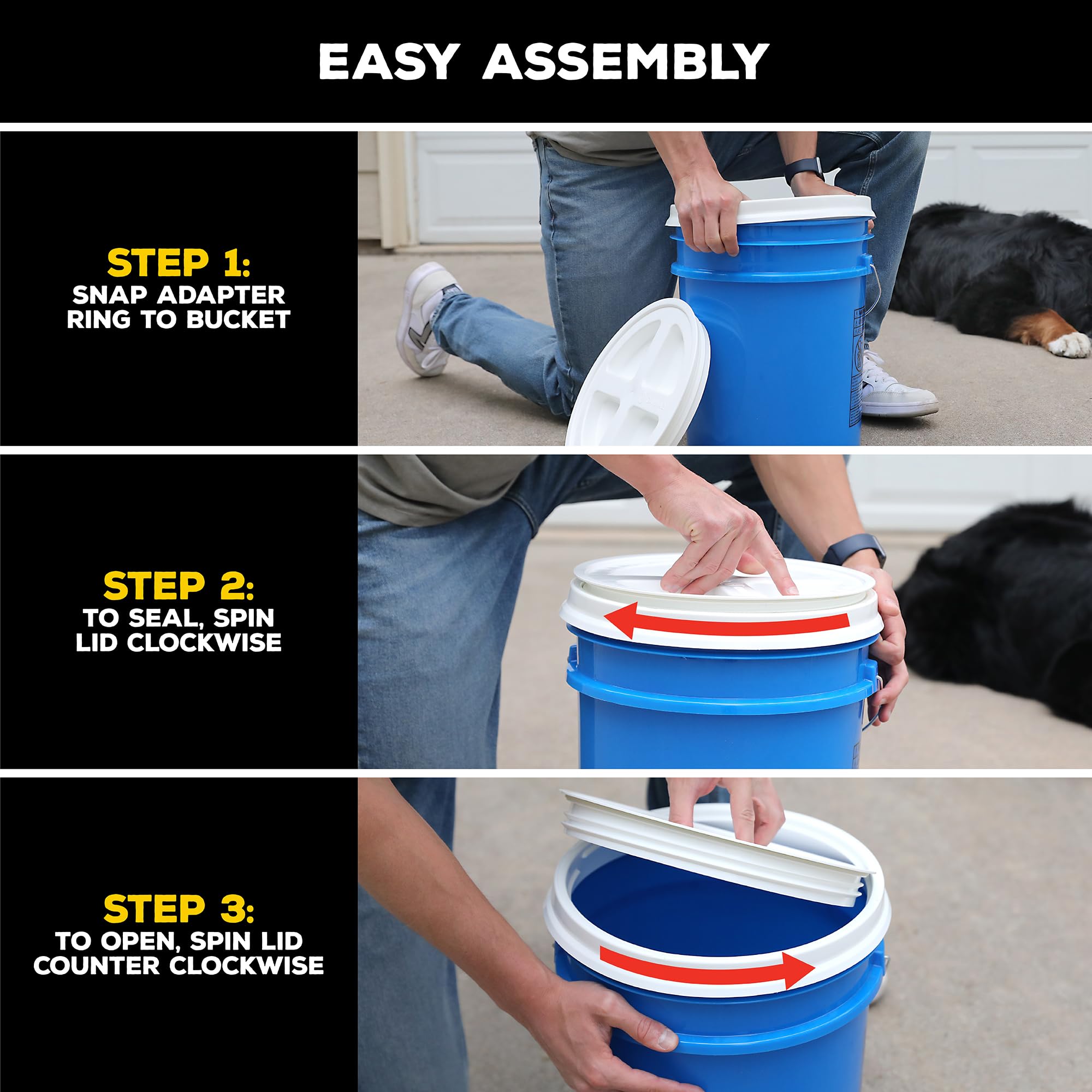Gamma2 Gamma Seal Lid 3pk Combo for Utility Buckets - Fits 3.5, 5, 6 & 7 gallon buckets, Red, White & Blue, Made in USA 🍁 All In One Marketplace Canada