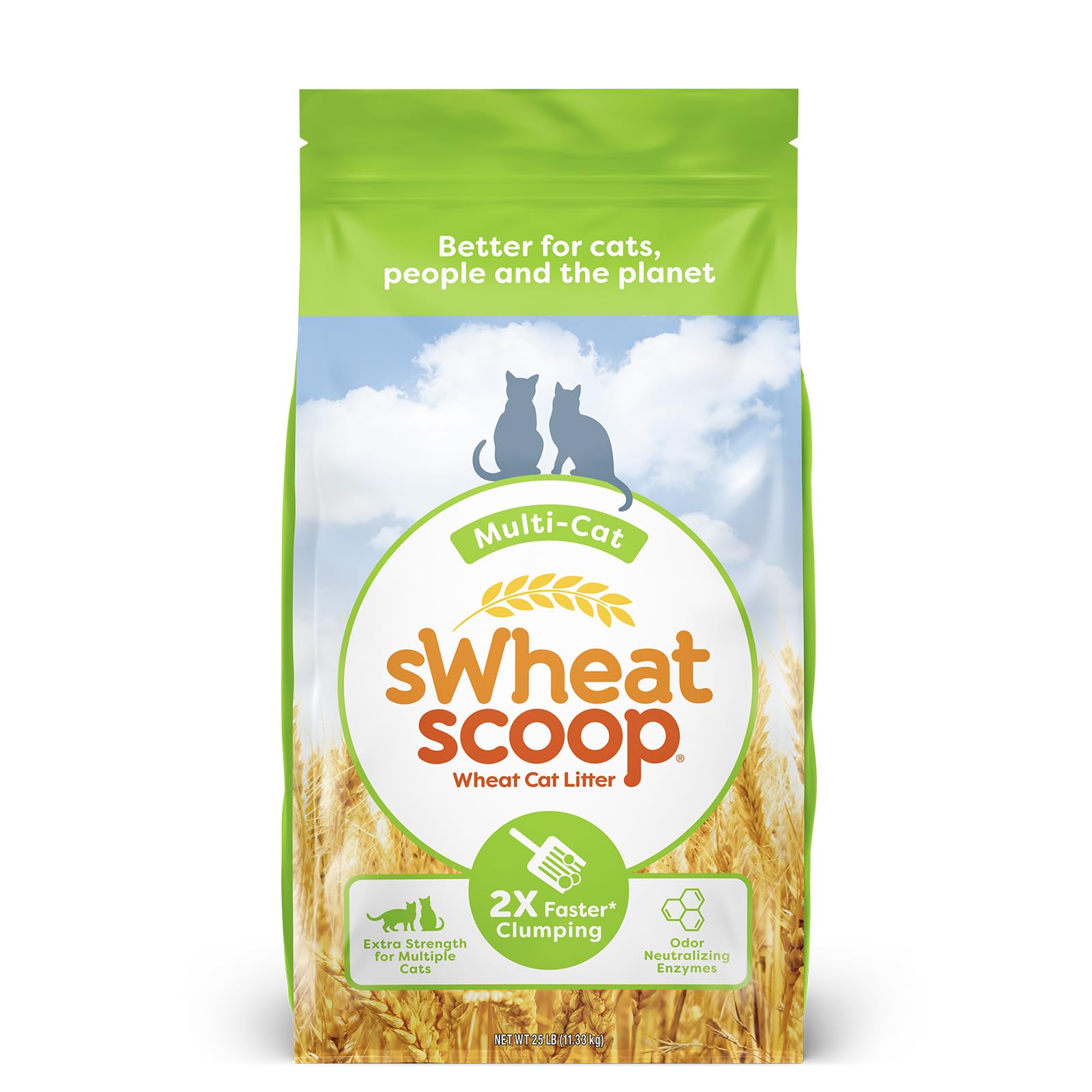 sWheat Scoop Natural Wheat Multi-Cat Litter, Superior Clumping with Odor Neutralizing Enzymes, 25 Pound Bag 🍁 All In One Marketplace Canada