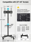 BONTEC Mobile TV Stand, Rolling TV Stand for 23-60 Inch Screens, Adjustable Floor TV Stand with Locking Wheels and Media Shelf, Compatible with VESA 100x100mm to 400x400mm, Holds up to 88 lbs, Black 🍁 All In One Marketplace Canada