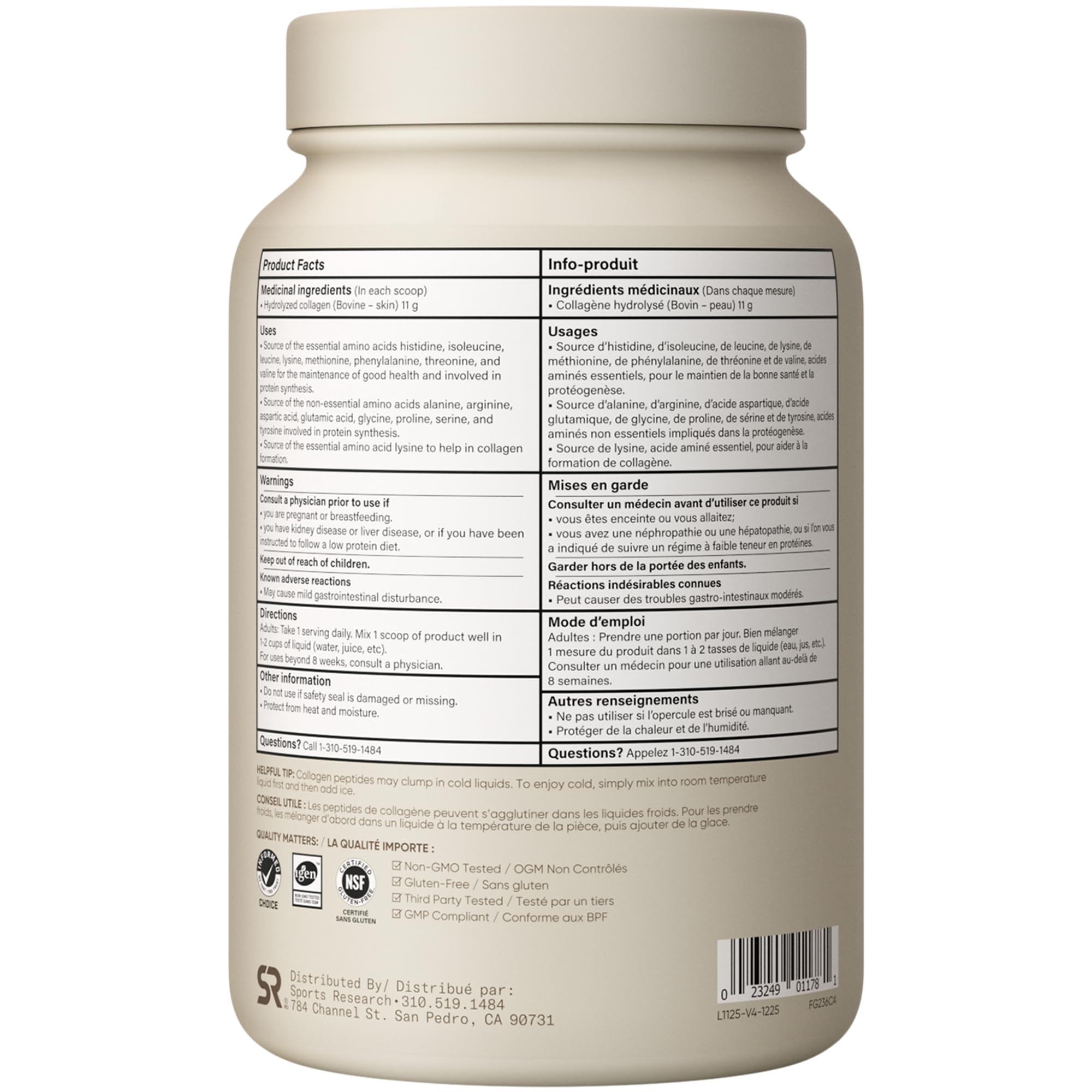 Sports Research® Premium Collagen Peptides Powder (32oz Jar) | Grass-Fed, Certified Paleo Friendly, Non-GMO and Gluten Free - Unflavored and Easy to Mix 🍁 All In One Marketplace Canada