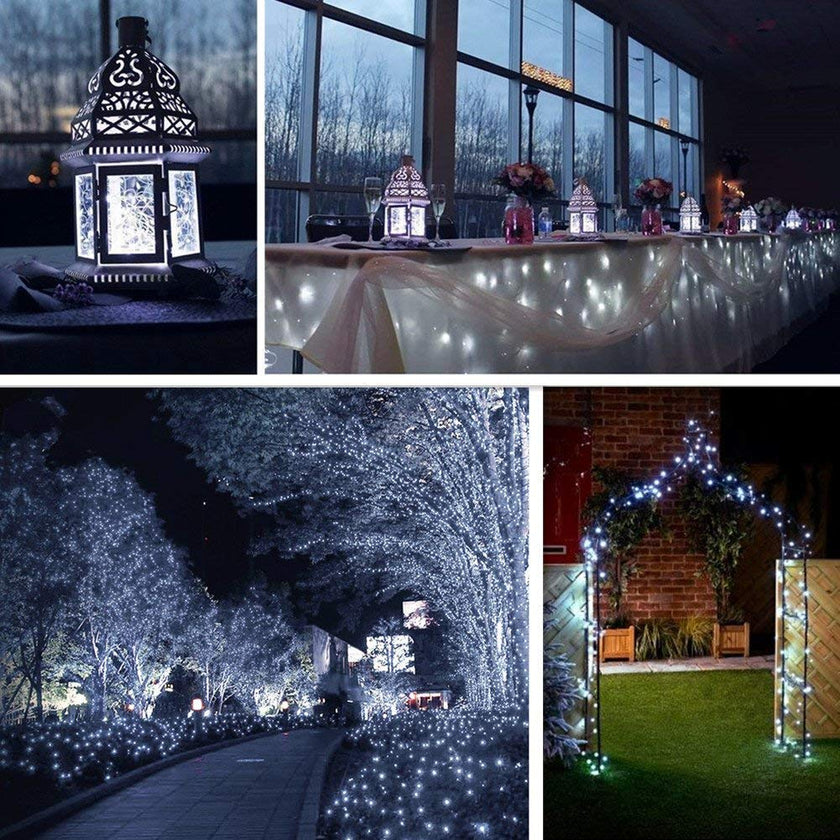 Lomotech Solar String Lights Outdoor - 2 Pack Total 66ft 200LED Solar Fairy Lights Waterproof 8 Modes Twinkle Lights for Outdoor, Patio, Garden, Yard, Party, Wedding, Tree Decoration (White) 🍁 All In One Marketplace Canada