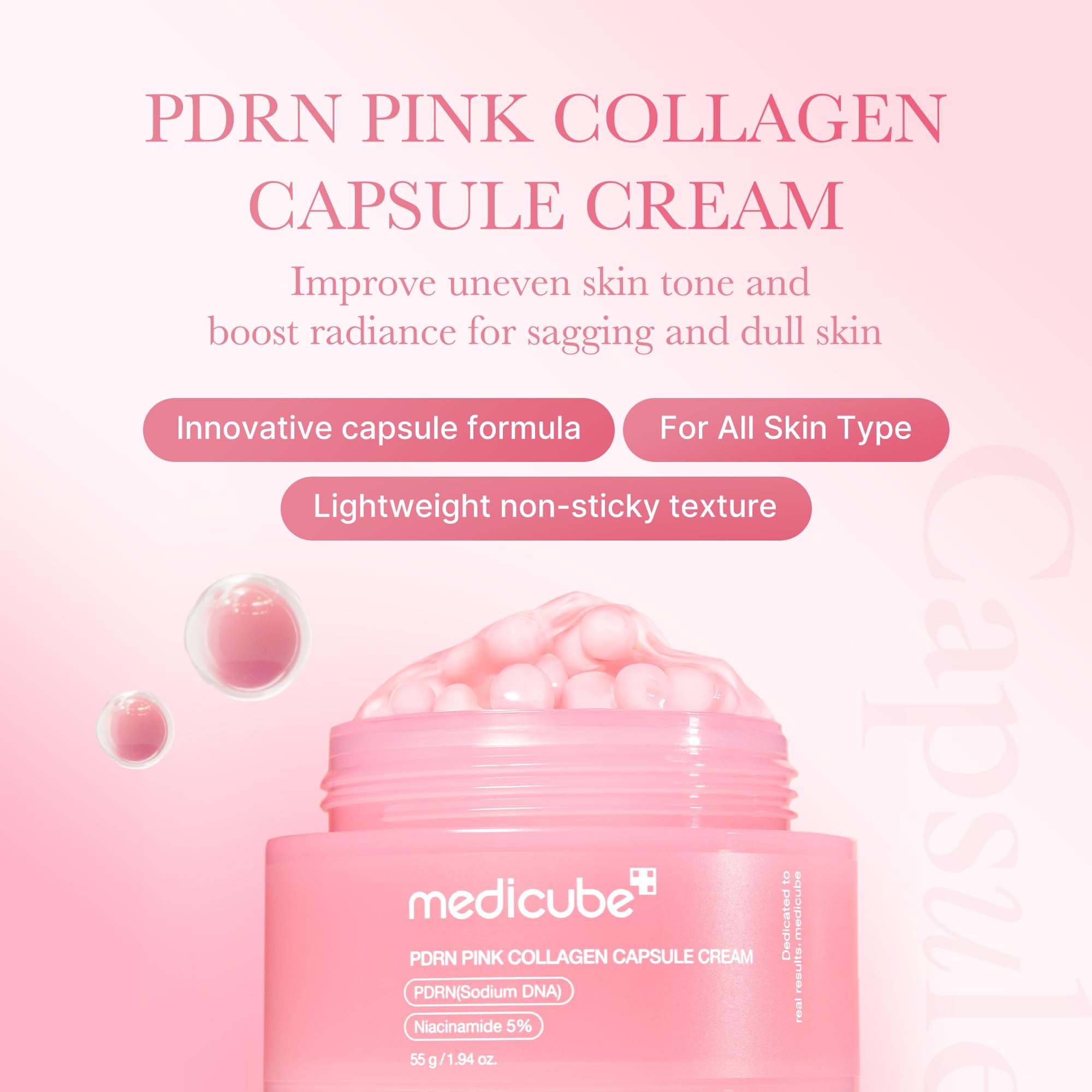 medicube Salmon DNA PDRN Pink Collagen Capsule Cream, Face Moisturizer | Lightweight Moisturizing Cream | PDRN, Niacinamide for Uneven Skin Tone, Glow hydration | Korean Skin Care 1.94 oz 🍁 All In One Marketplace Canada
