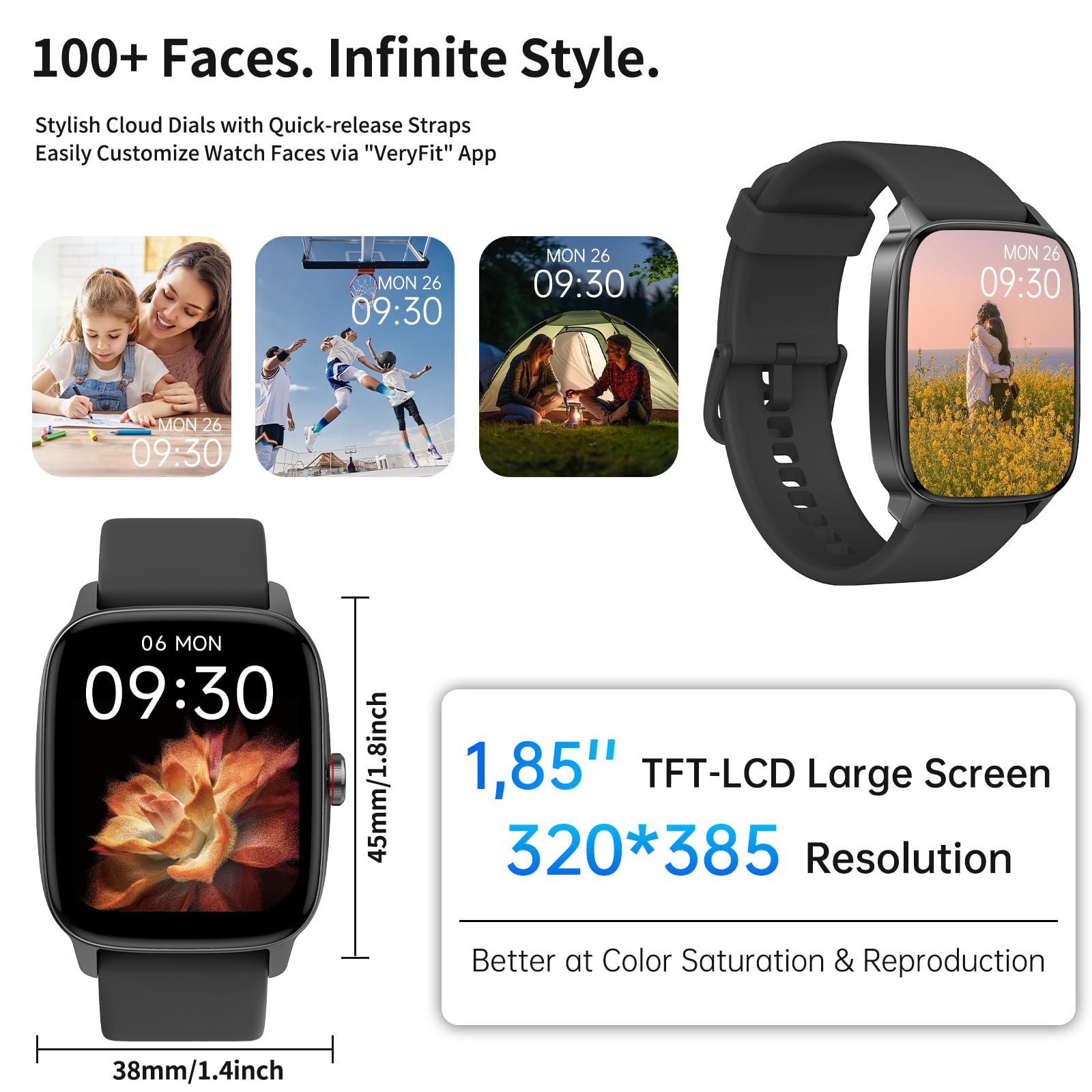 Smart Watch for Men Women, Bluetooth Call Smartwatch with AI Voice, 1.85