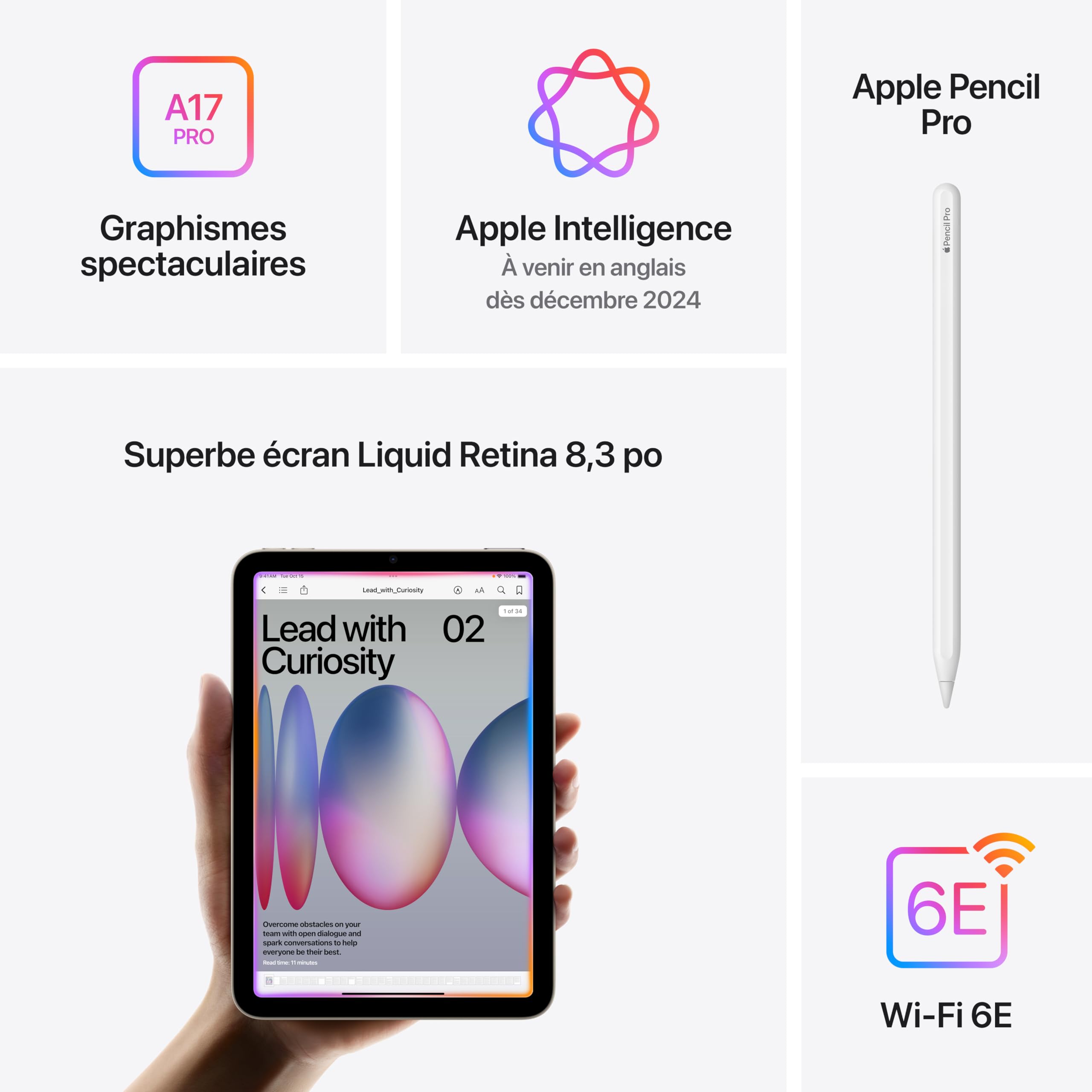 Apple iPad mini (A17 Pro): Apple Intelligence, 8.3-inch Liquid Retina Display, 128GB, Wi-Fi 6E, 12MP Front/12MP Back Camera, Touch ID, All-Day Battery Life — Space Grey 🍁 All In One Marketplace Canada