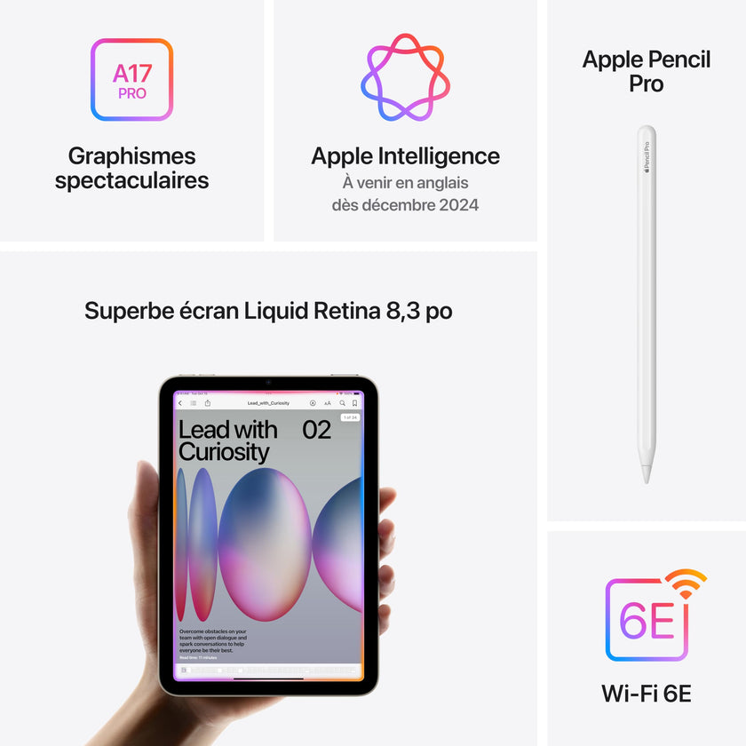Apple iPad mini (A17 Pro): Apple Intelligence, 8.3-inch Liquid Retina Display, 128GB, Wi-Fi 6E, 12MP Front/12MP Back Camera, Touch ID, All-Day Battery Life — Space Grey 🍁 All In One Marketplace Canada