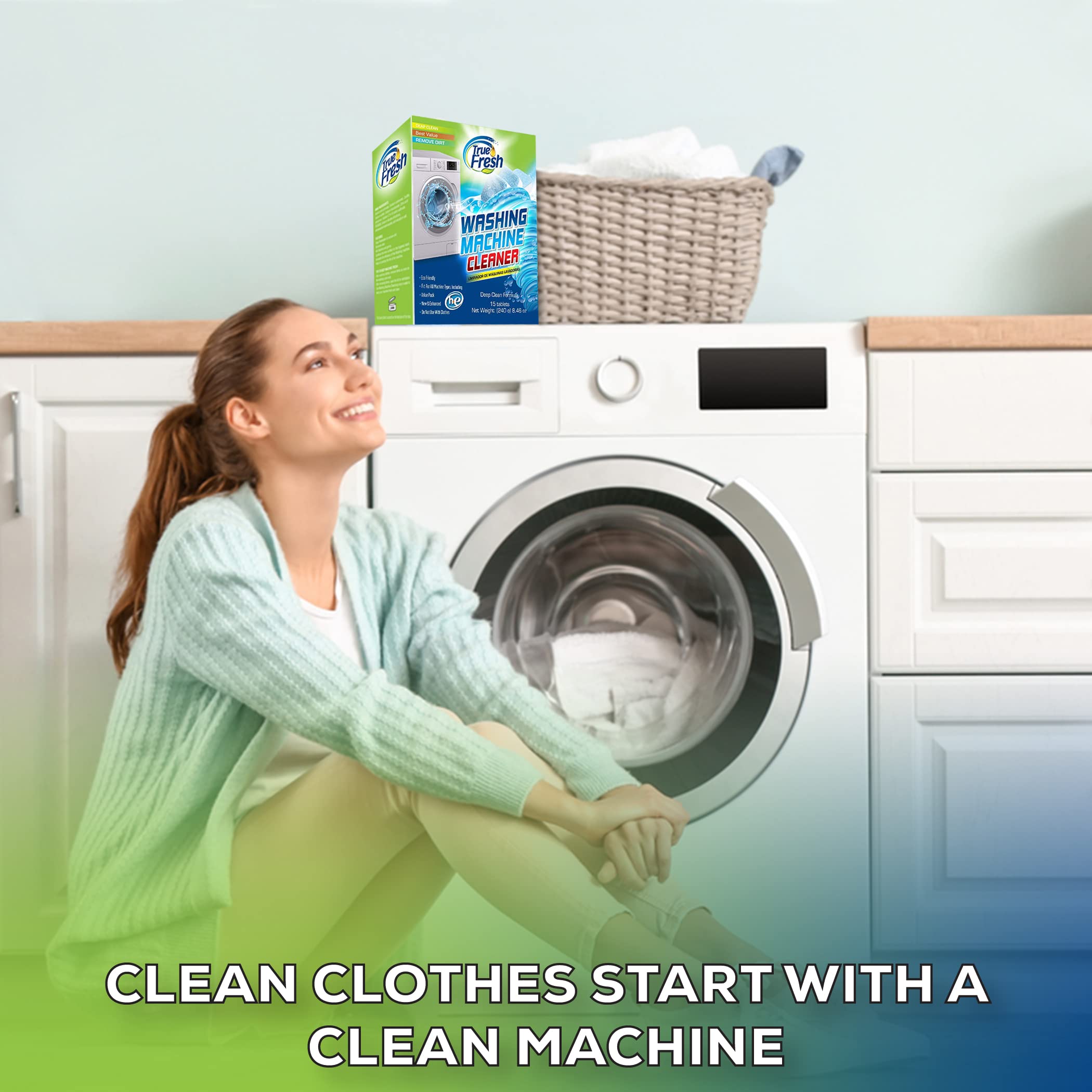 True Fresh Washing Machine Cleaner Tablets, Solid Deep Cleaning Tablet, Finally Clean All Washer Machines Including HE Front Loader Top Load- 15 pack 🍁 All In One Marketplace Canada