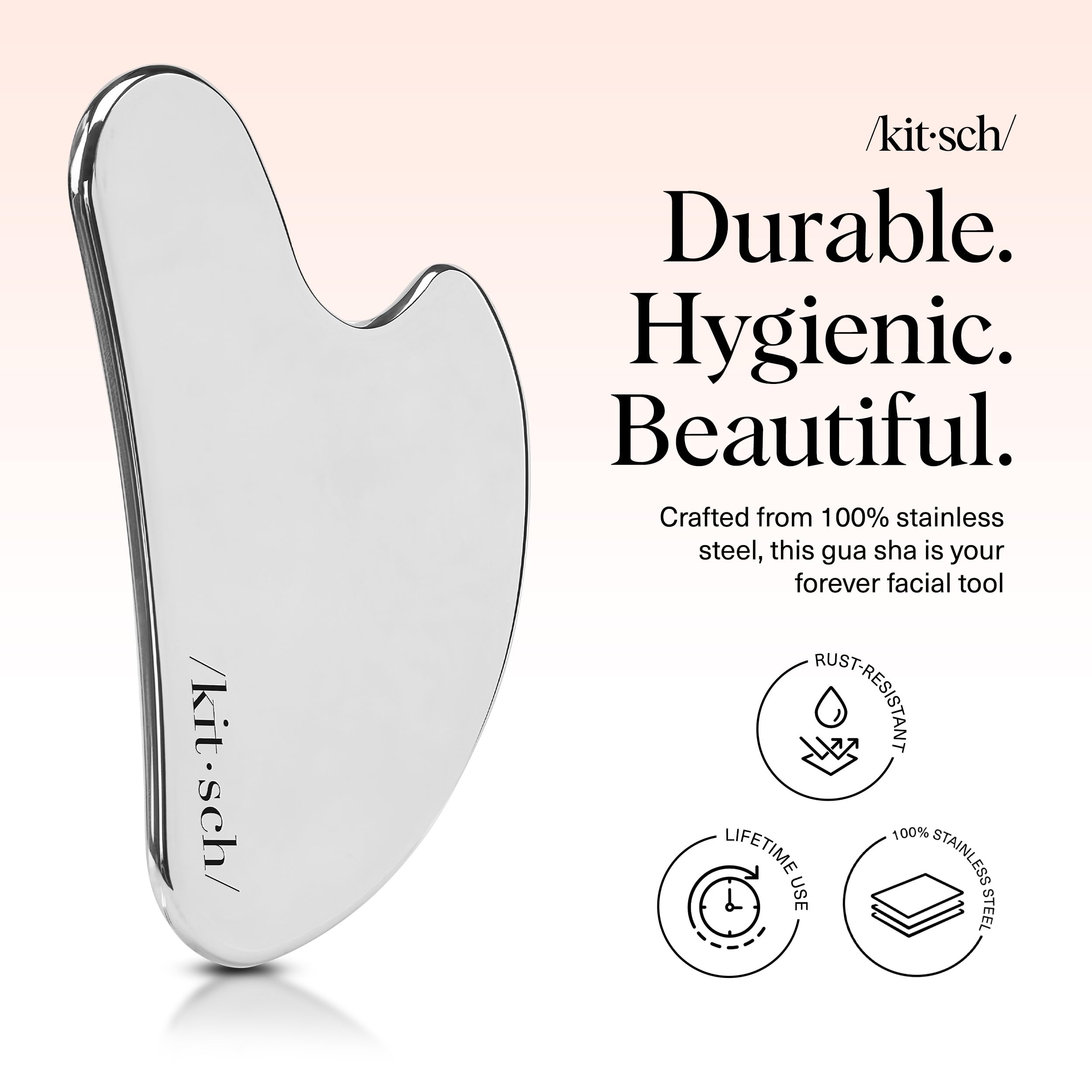 Kitsch Stainless Steel Gua Sha Facial Tools - Guasha Tool for Face, Face Sculpting Tool, Jawline Shaper, Double Chin Reducer, Body Gua Sha Tools, Lymphatic Drainage Massager, Facial Skin Care - Silver 🍁 All In One Marketplace Canada