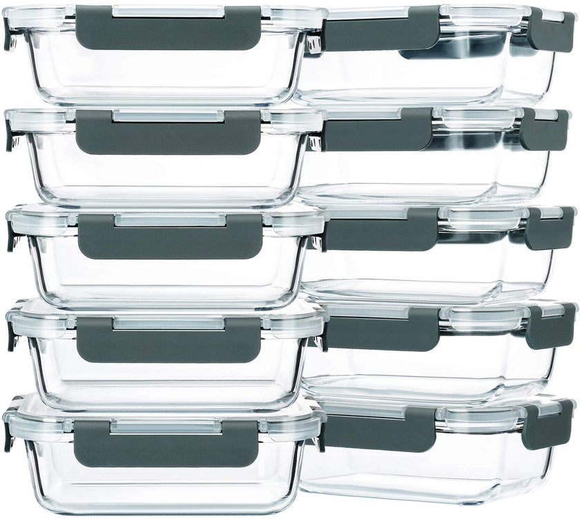 M MCIRCO 10-Pack 22 Oz Glass Meal Prep Containers with Lids - Microwave, Oven, Freezer & Dishwasher Safe 🍁 All In One Marketplace Canada